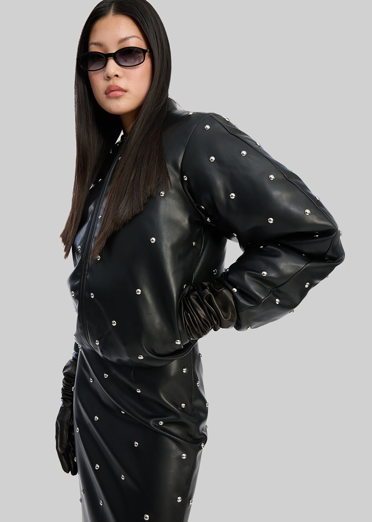Rotate Studded Padded Jacket - Black - 1