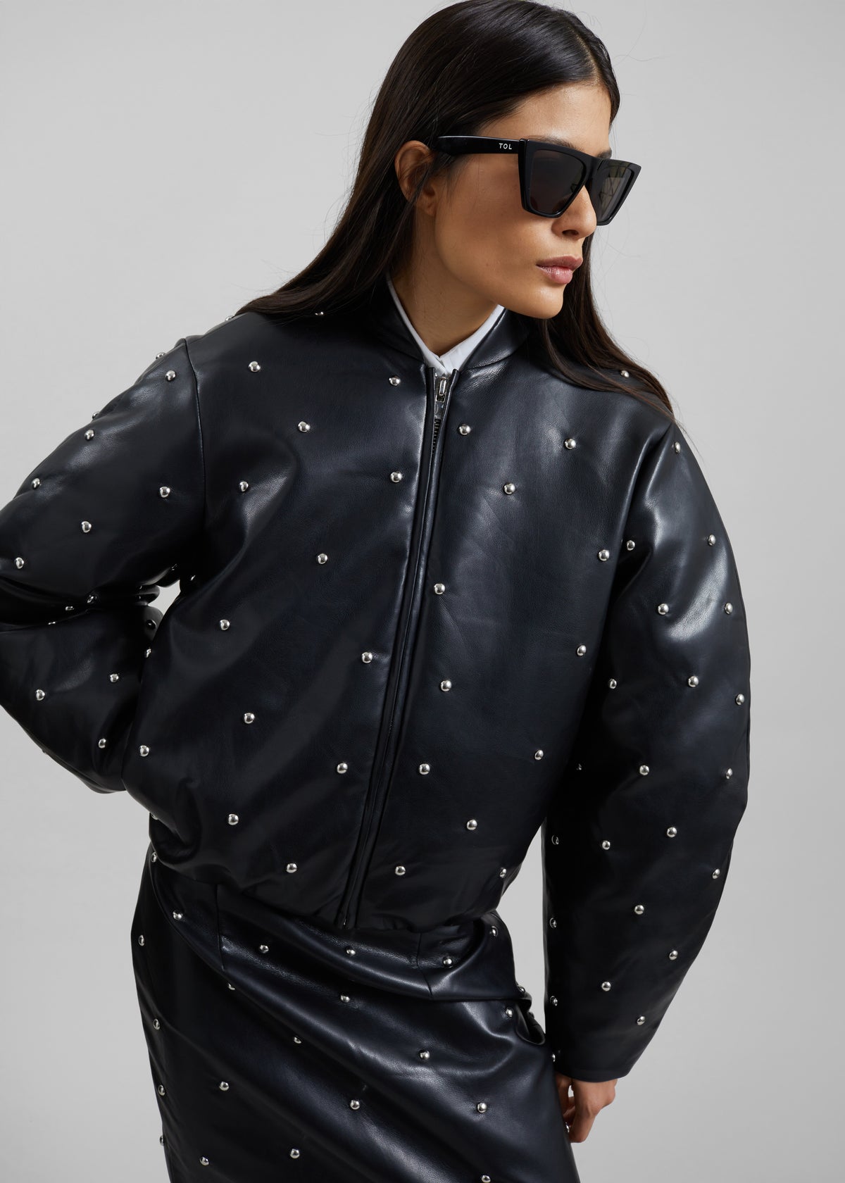 Rotate Studded Padded Jacket - Black - 8
