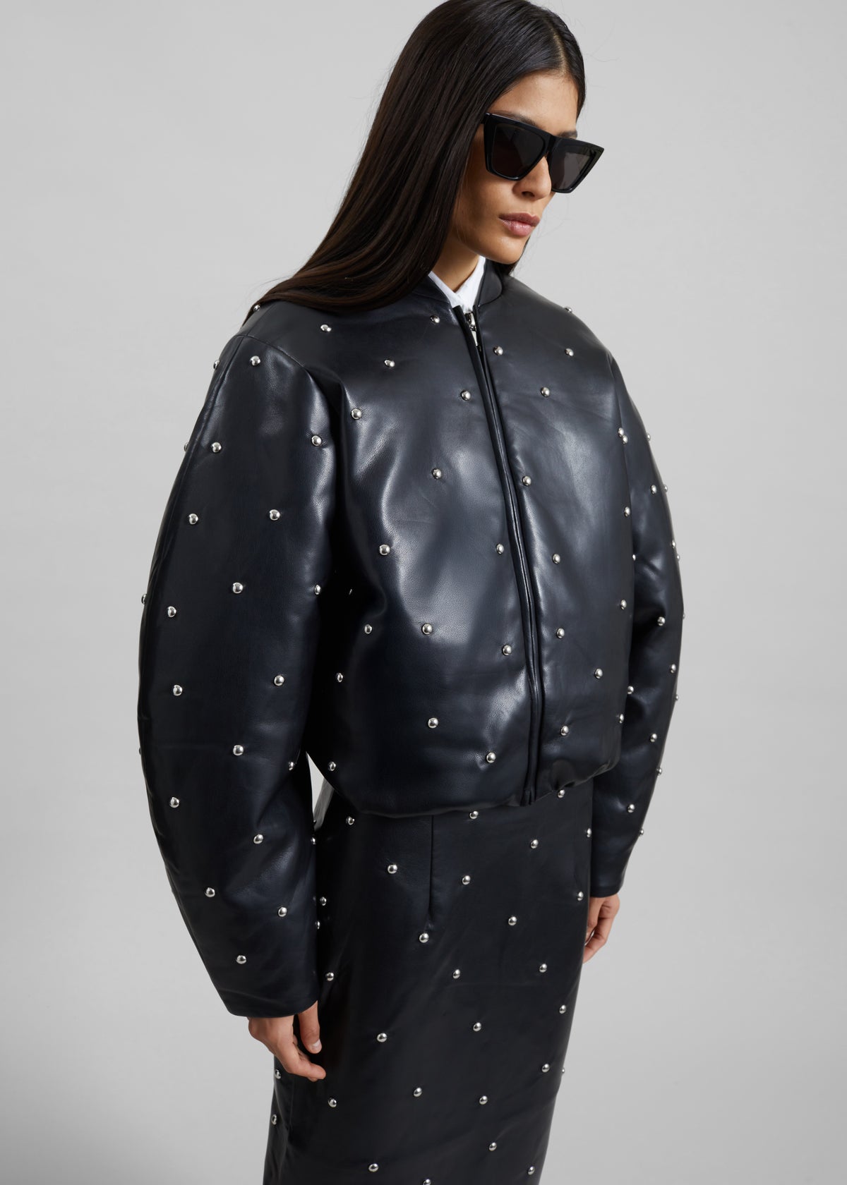 Rotate Studded Padded Jacket - Black - 3
