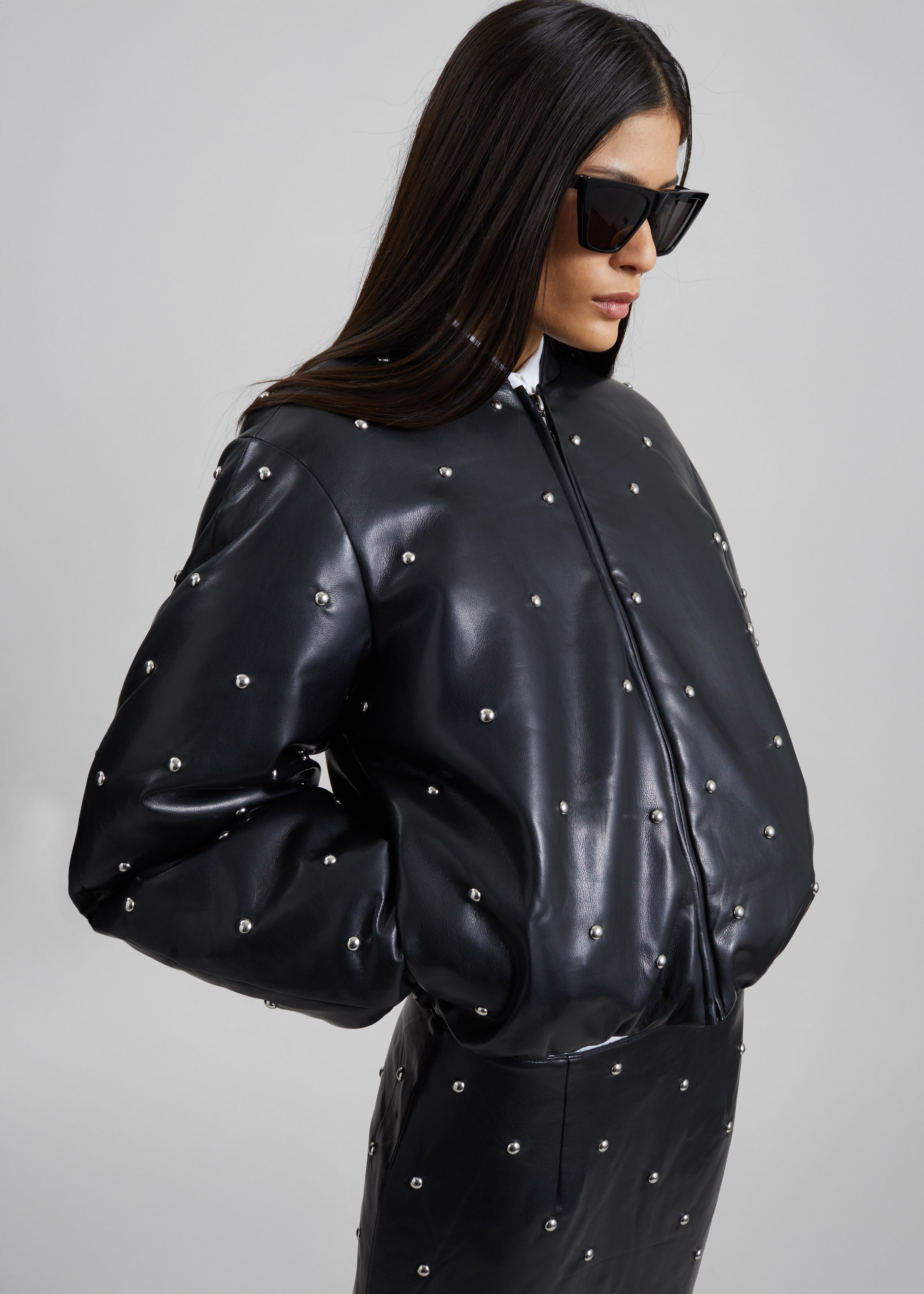 Rotate Studded Padded Jacket - Black - 7