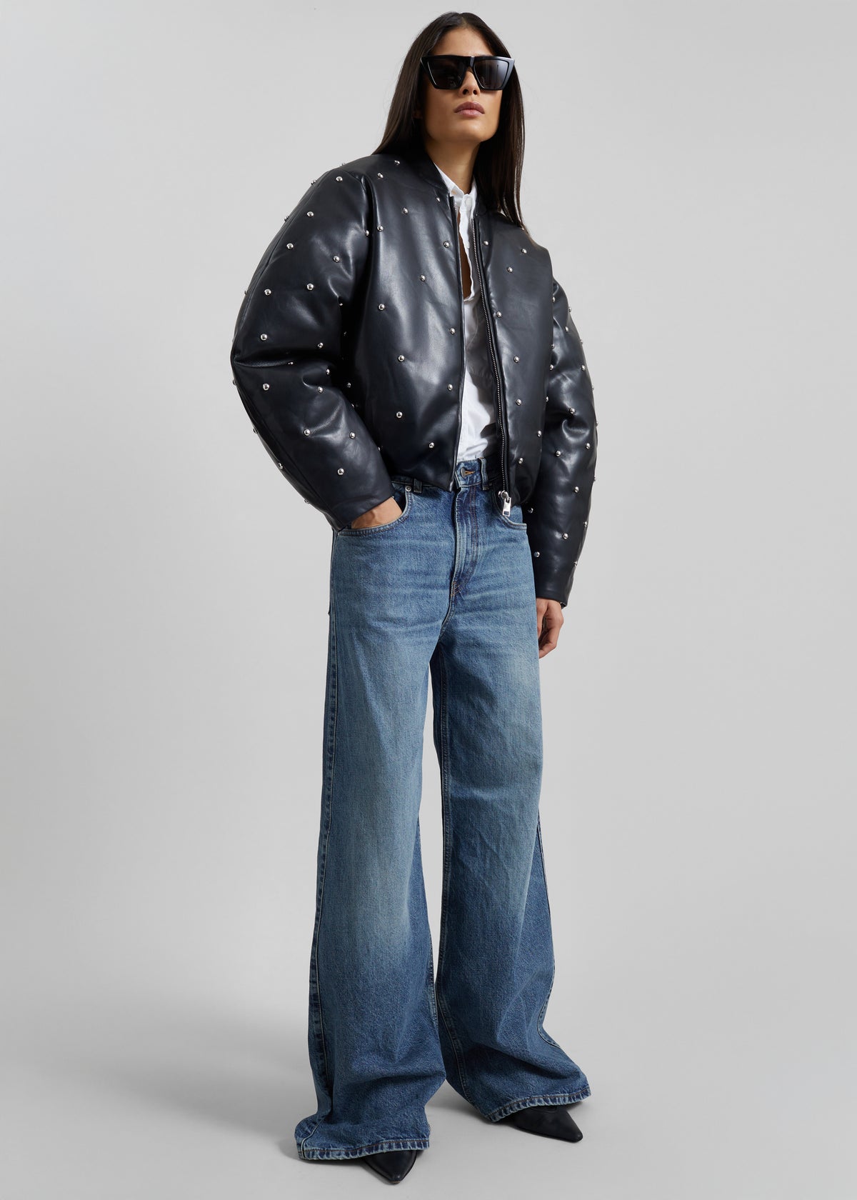 Rotate Studded Padded Jacket - Black - 2