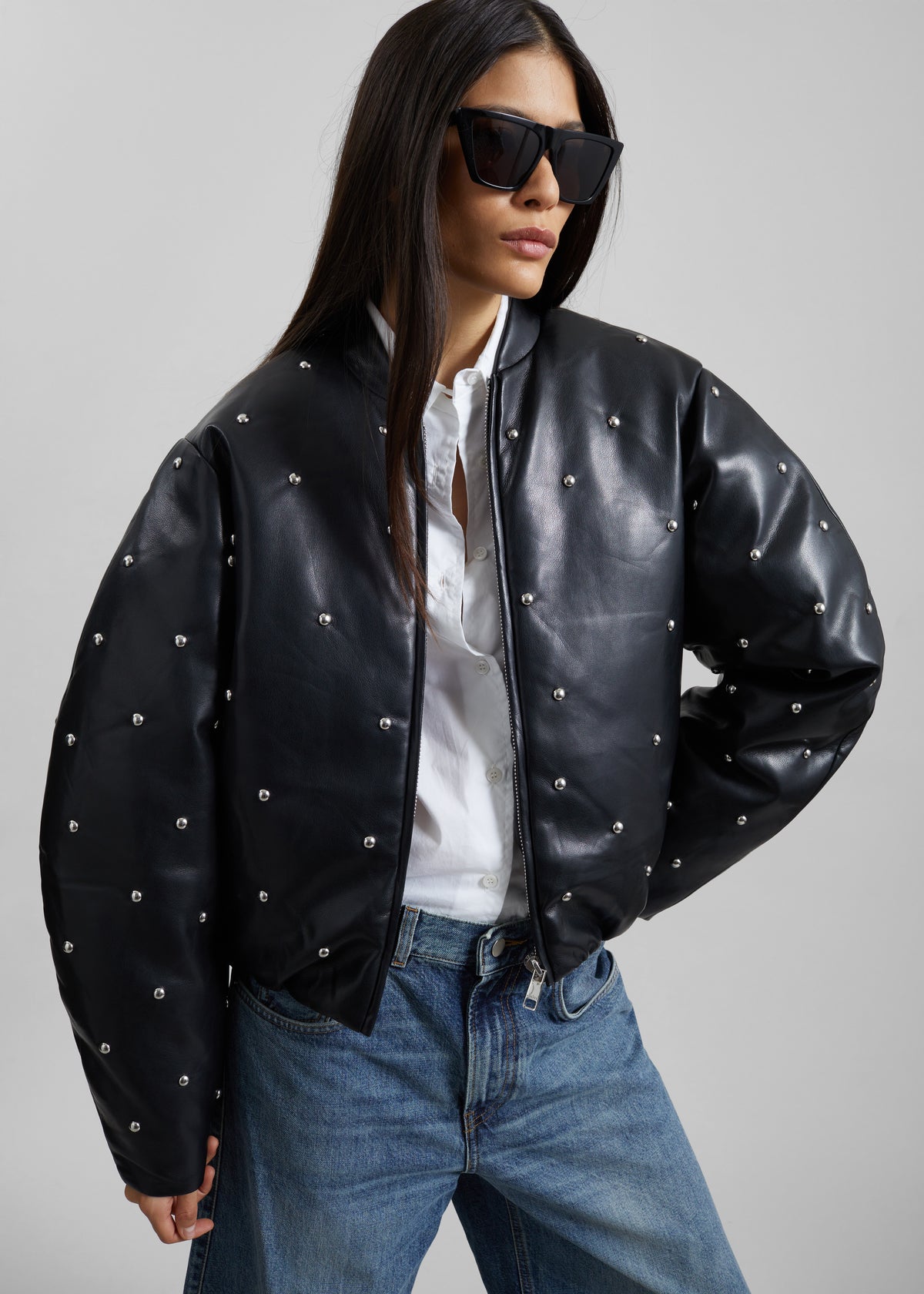 Rotate Studded Padded Jacket - Black - 5