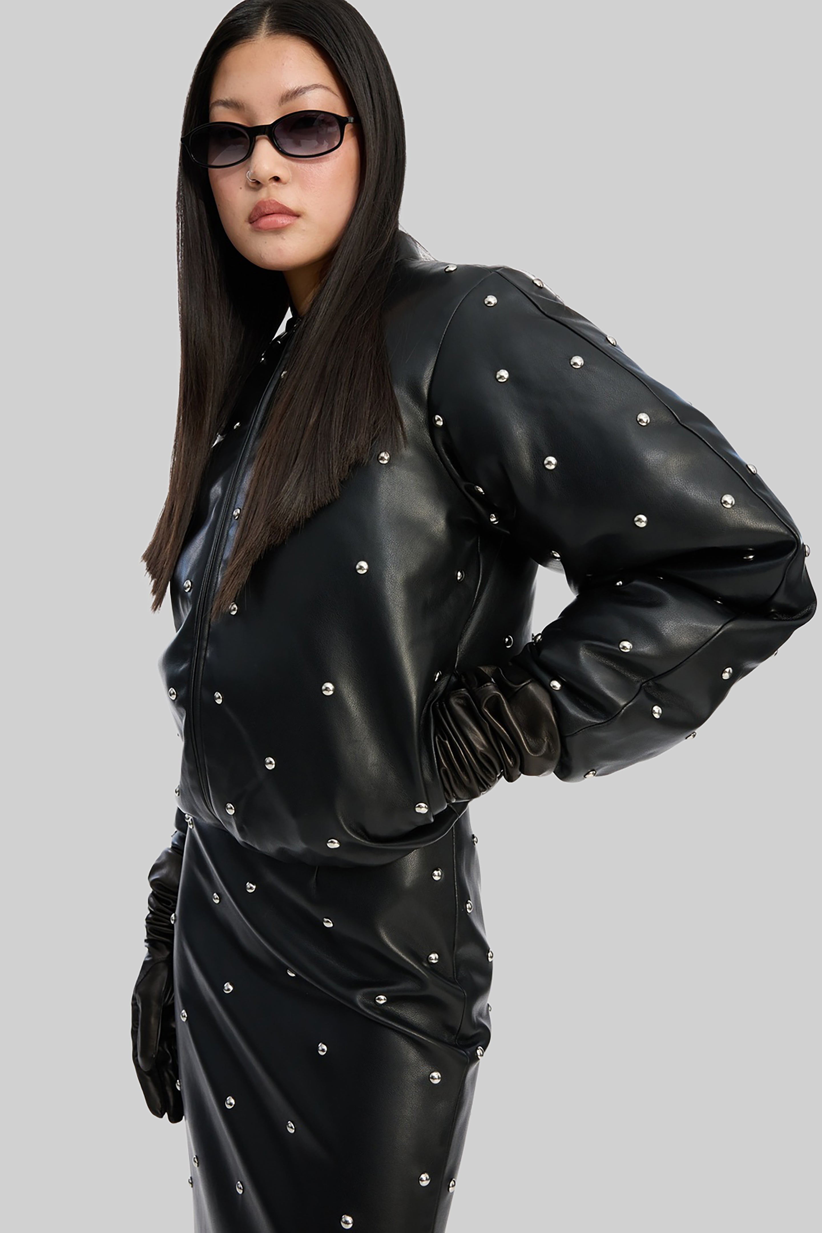 Rotate Studded Pencil Skirt - Black - 4