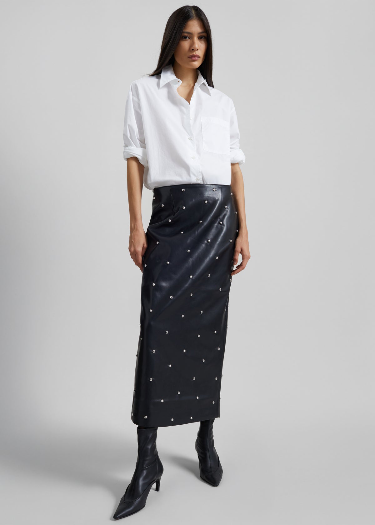 Rotate Studded Pencil Skirt - Black - 5