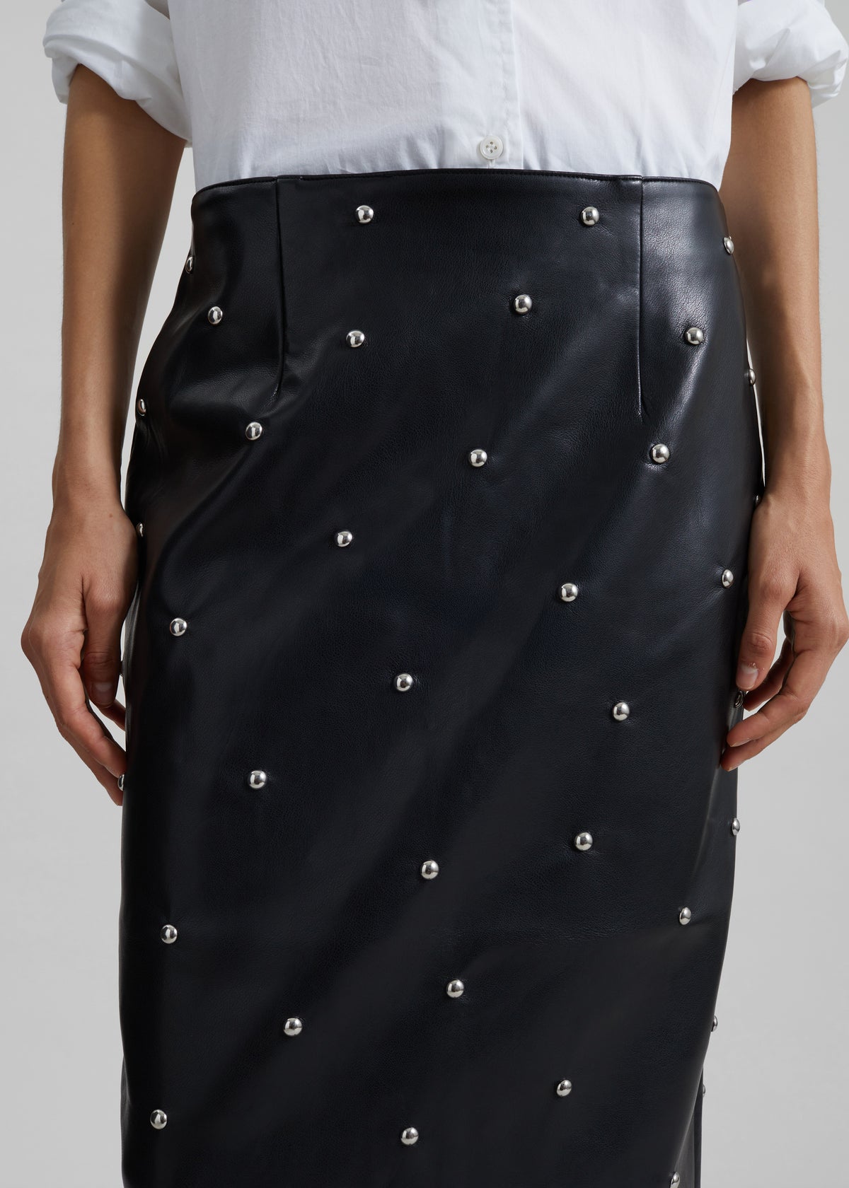 Rotate Studded Pencil Skirt - Black - 3