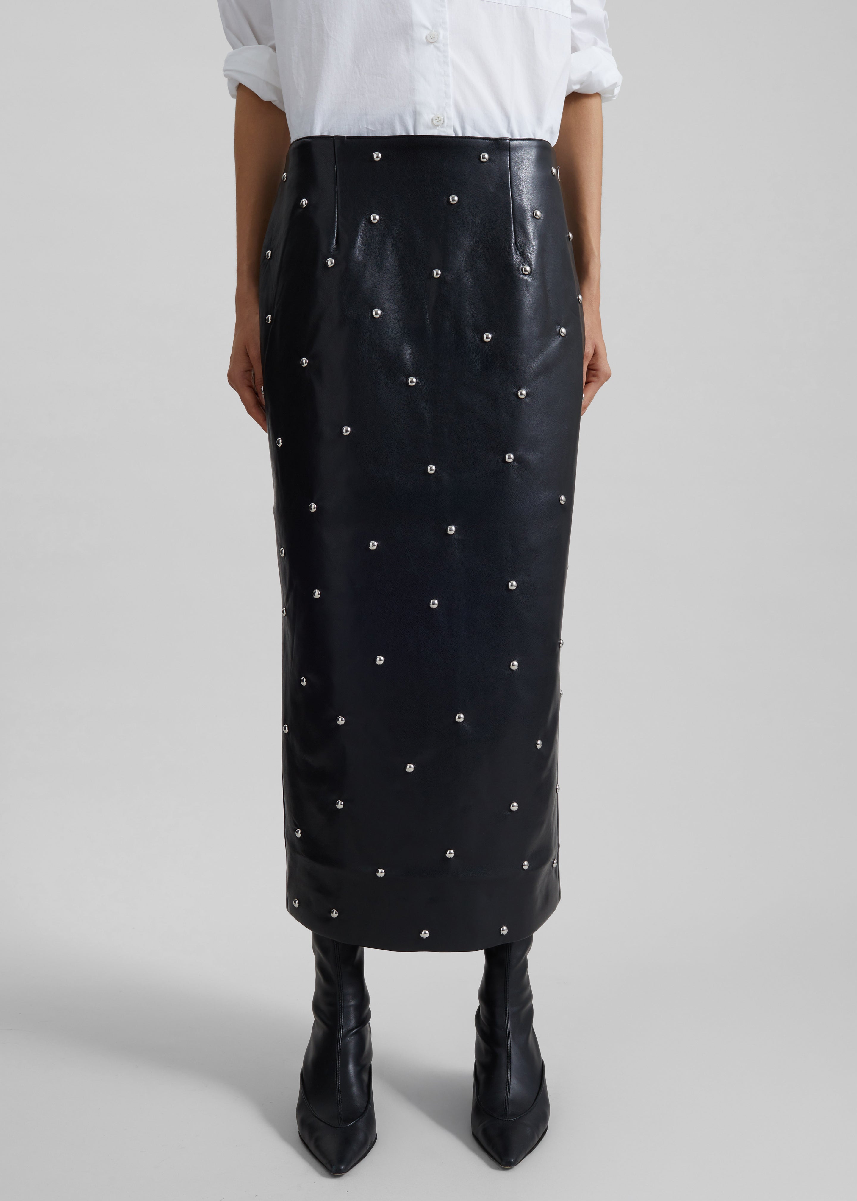 Rotate Studded Pencil Skirt - Black - 6