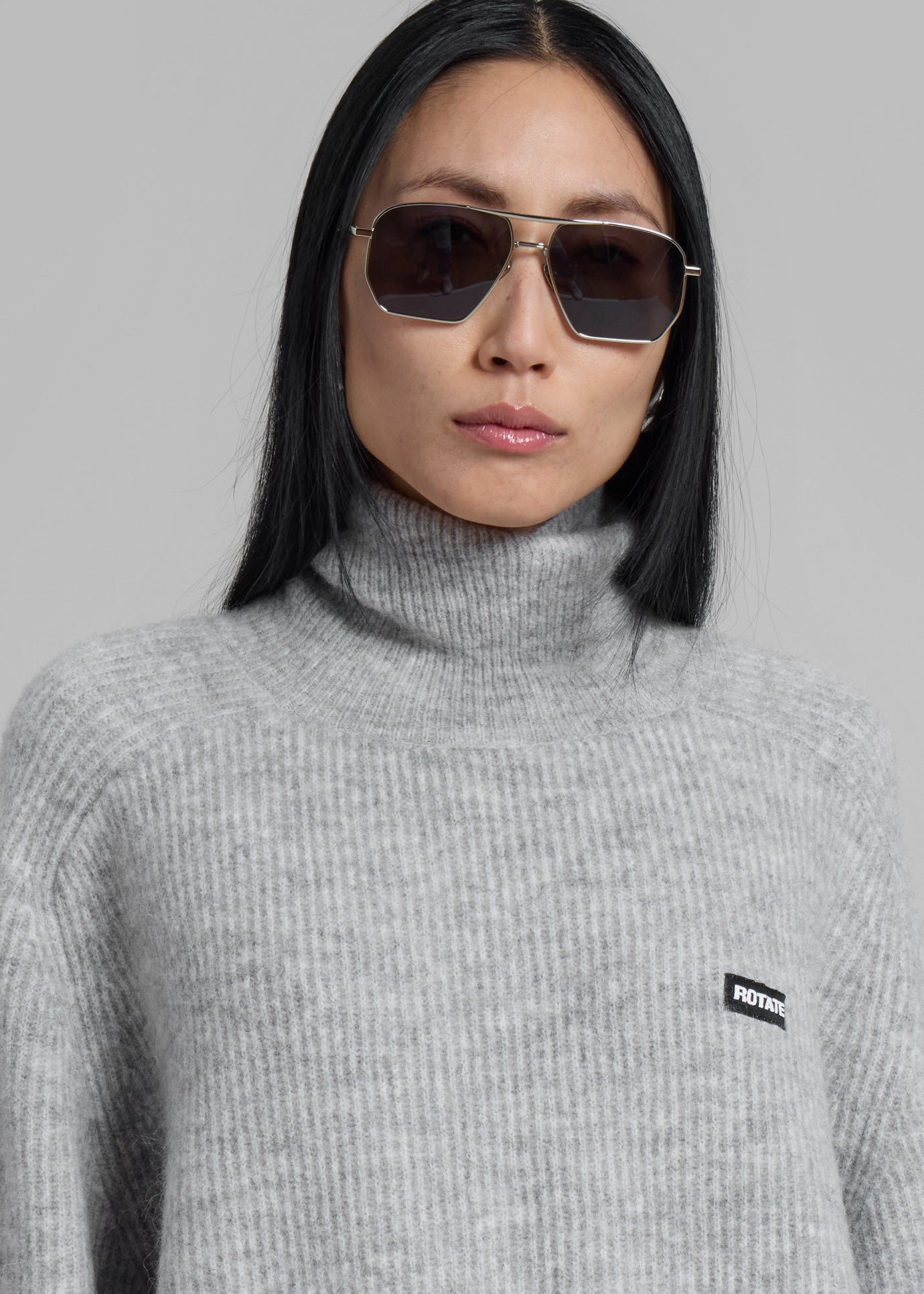 Rotate Turtleneck Sweater - Light Grey - 1