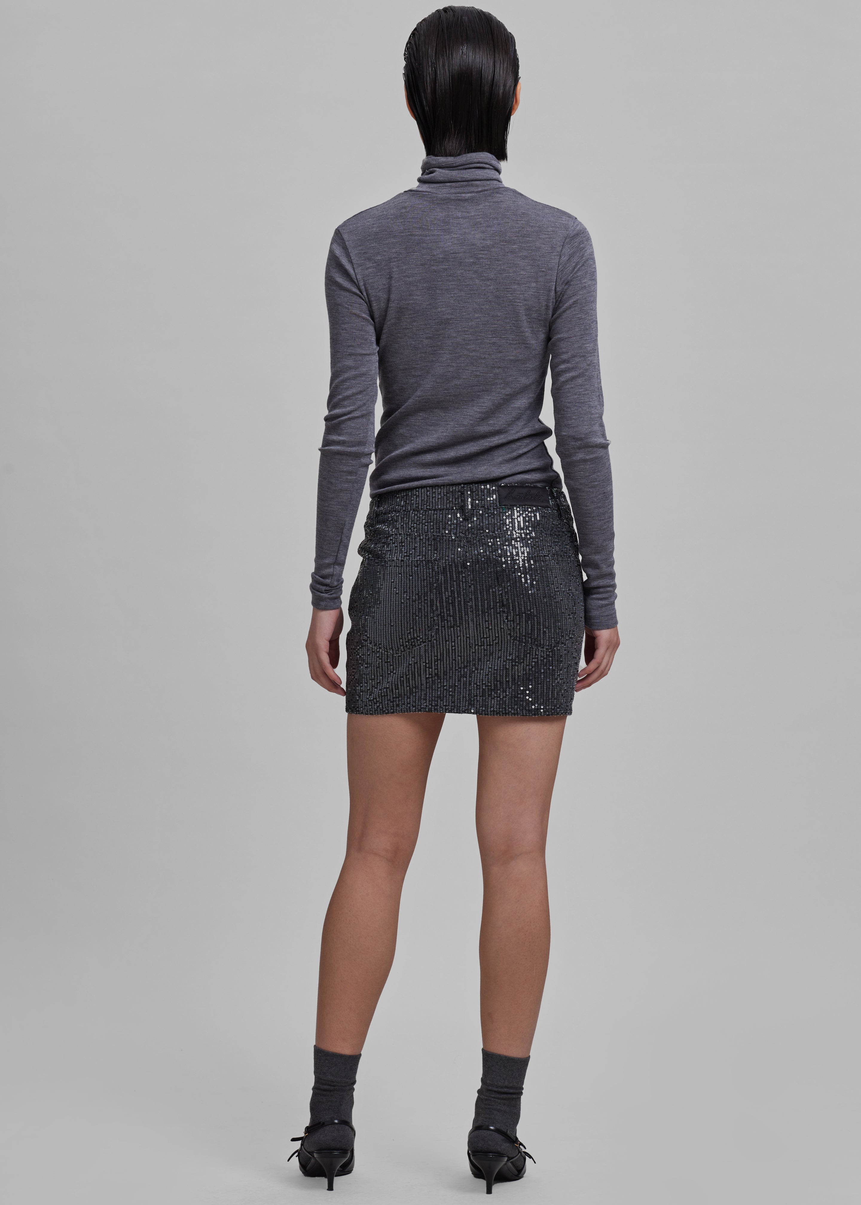 ROTATE Twill Sequin Mini Skirt - Black - 7