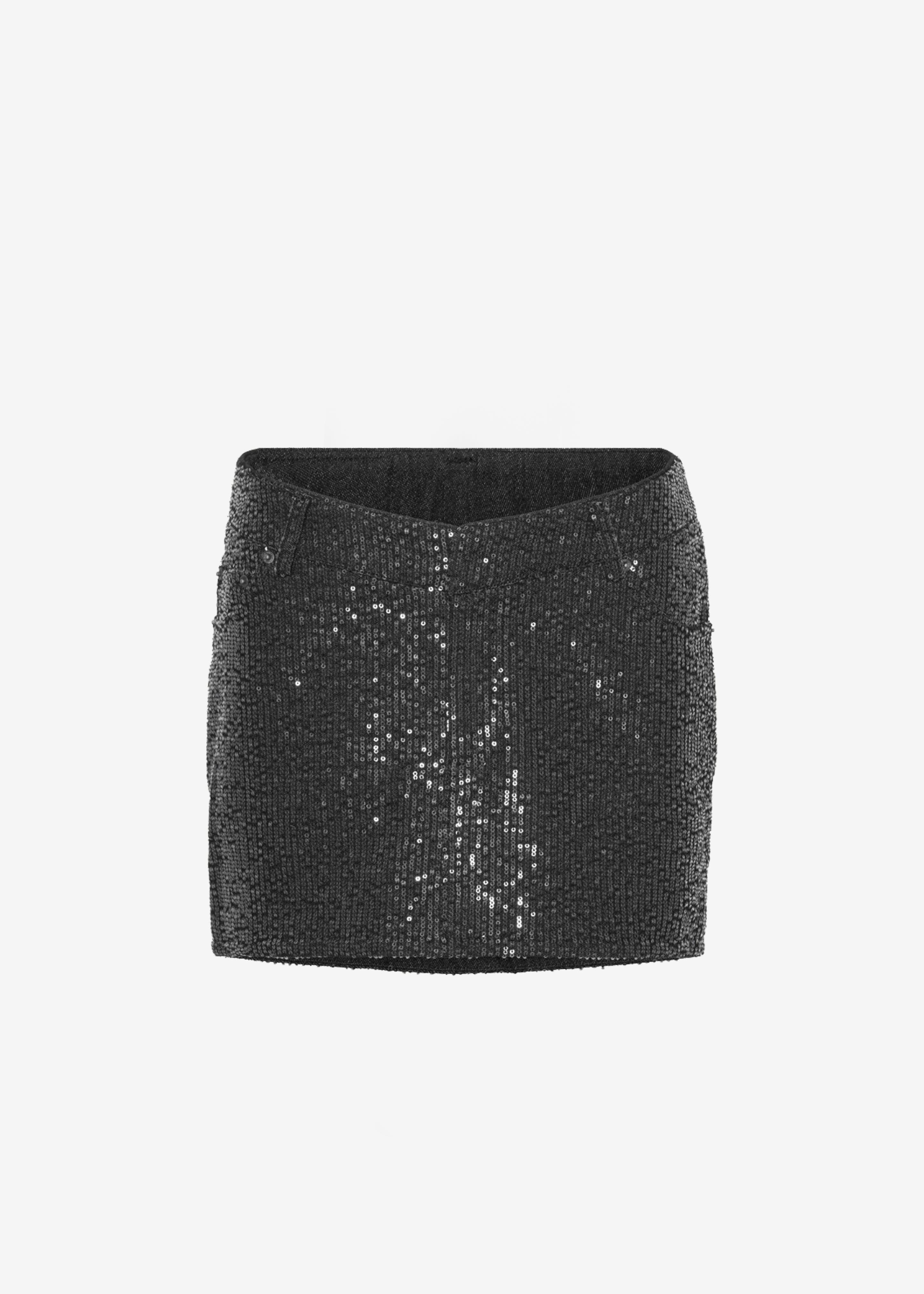 ROTATE Twill Sequin Mini Skirt - Black - 9
