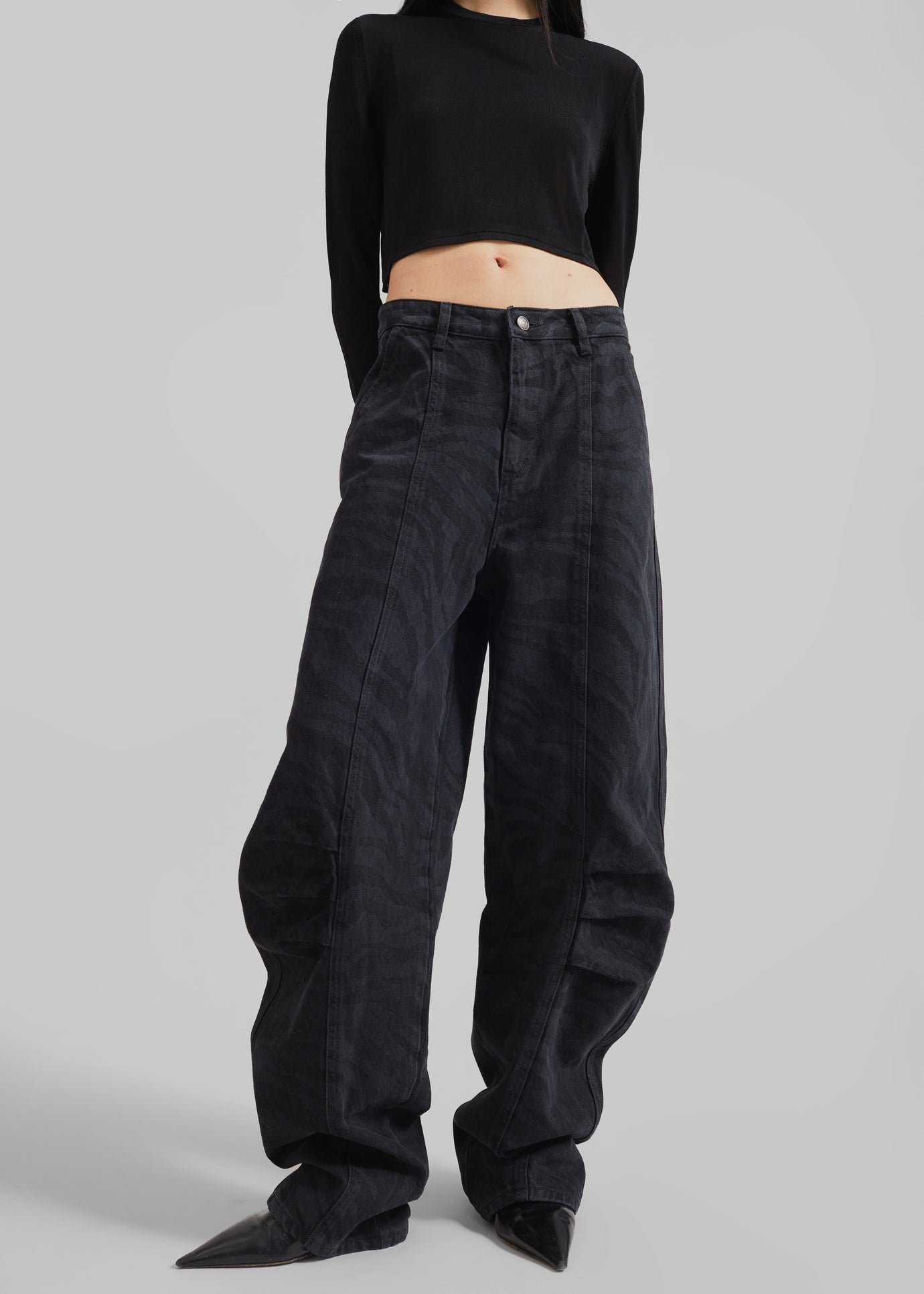 Rotate Zebra Twill Cargo Pants - Black Washed - 1