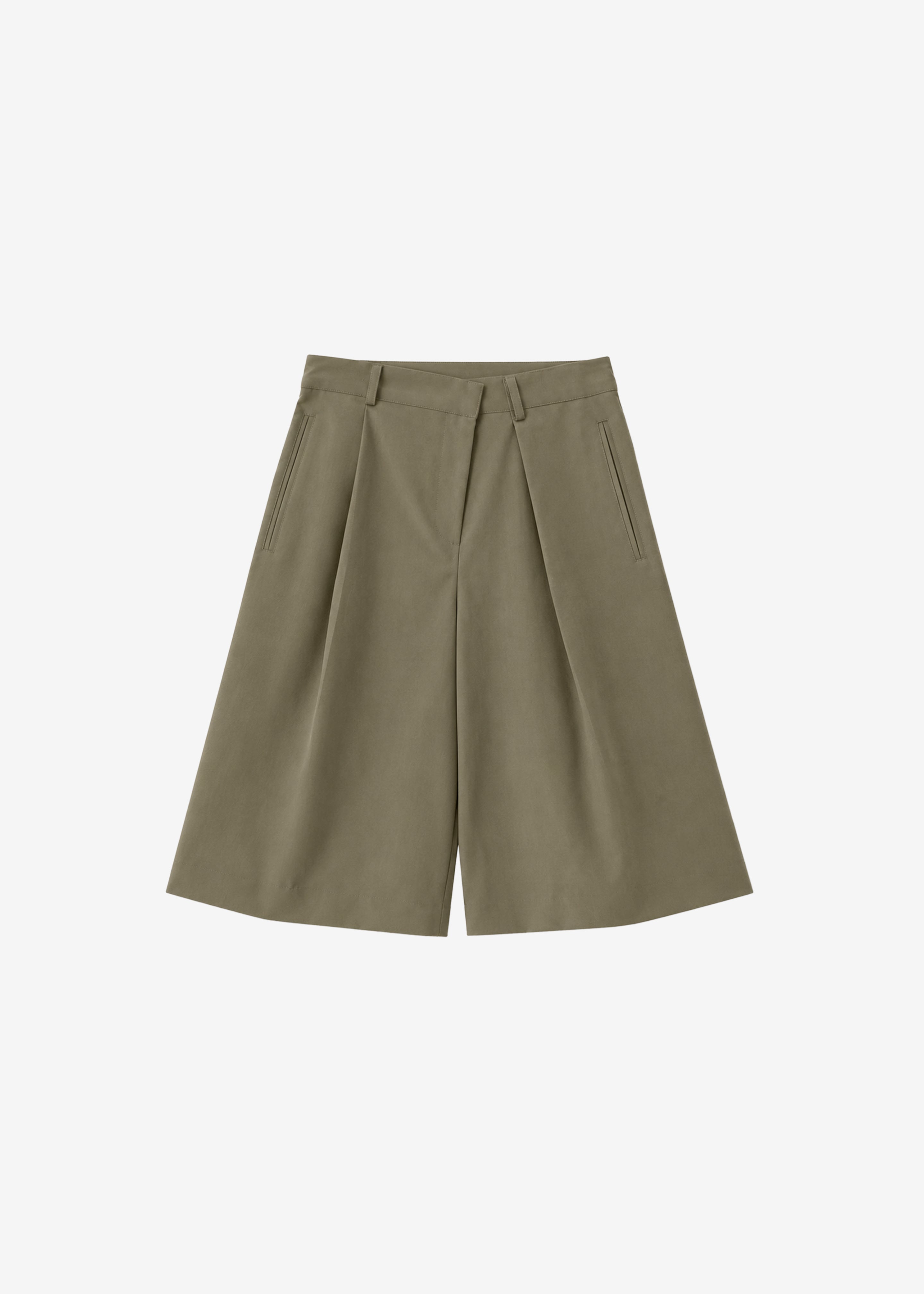 Rove Pleated Bermuda Shorts - Olive - 6