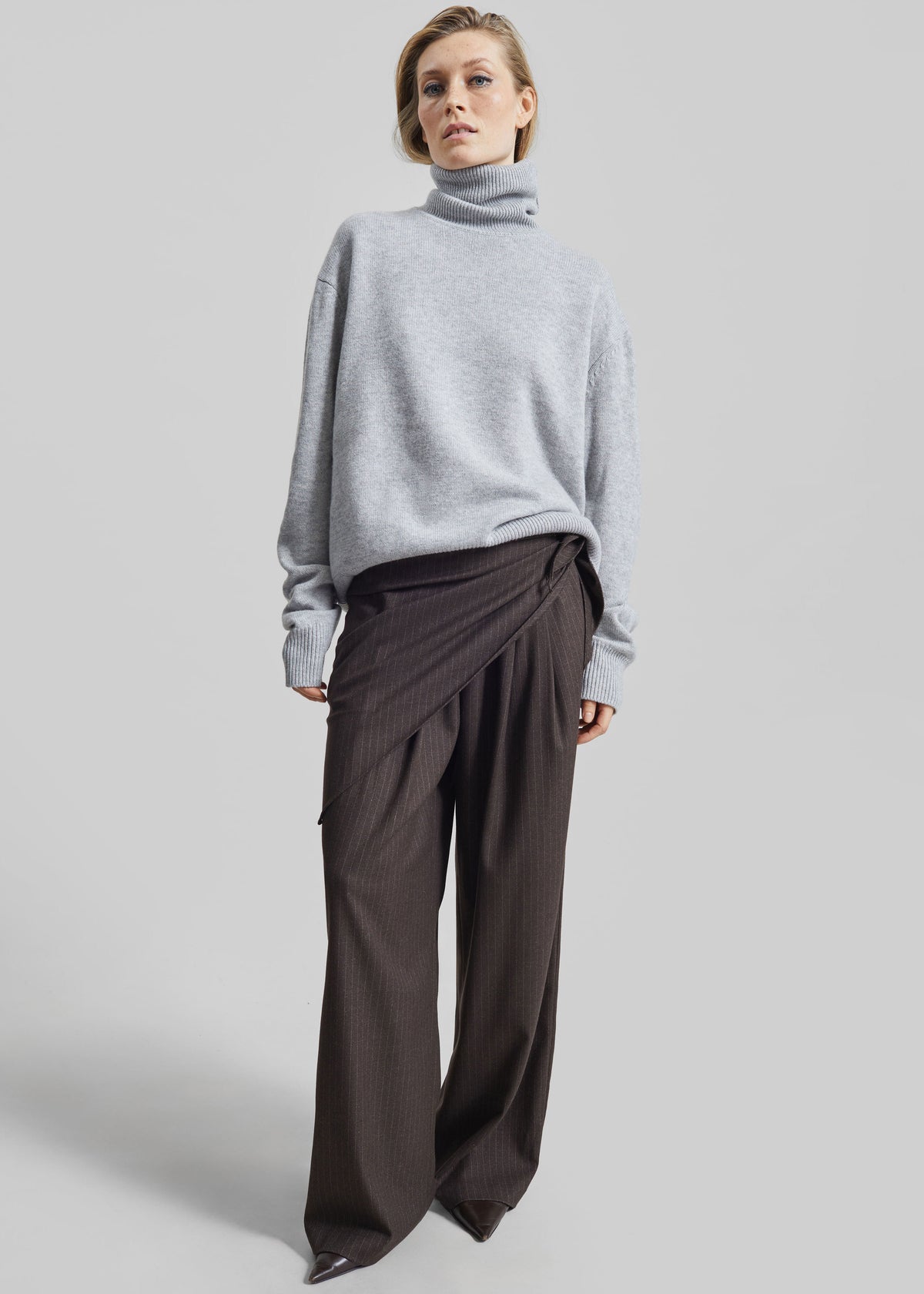 Rovigo Scarf Wrap Pants - Brown Stripe - 2