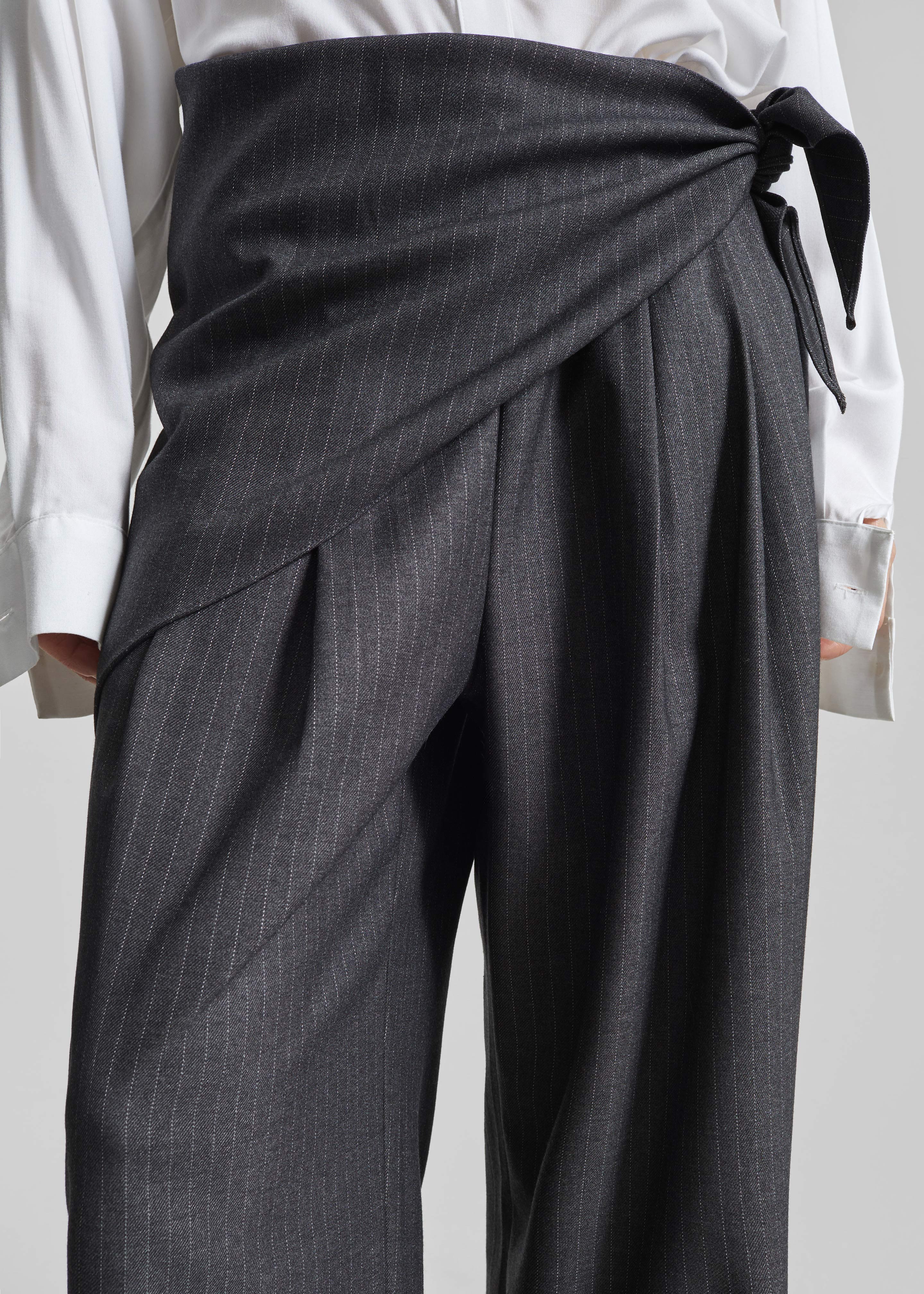 Rovigo Scarf Wrap Pants - Grey Stripe - 3