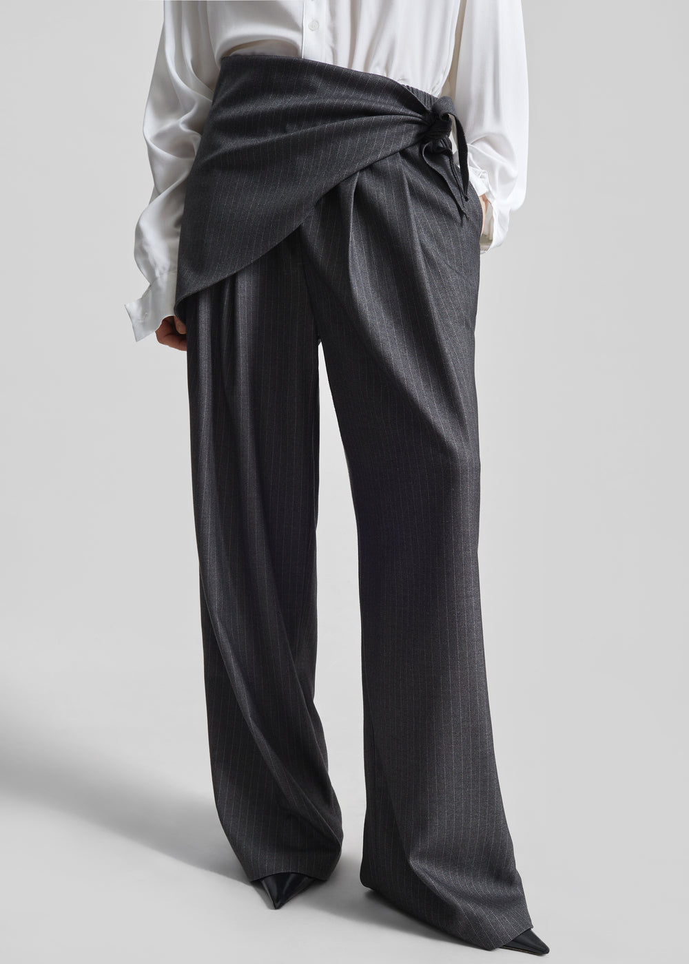 Rovigo Scarf Wrap Pants - Grey Stripe