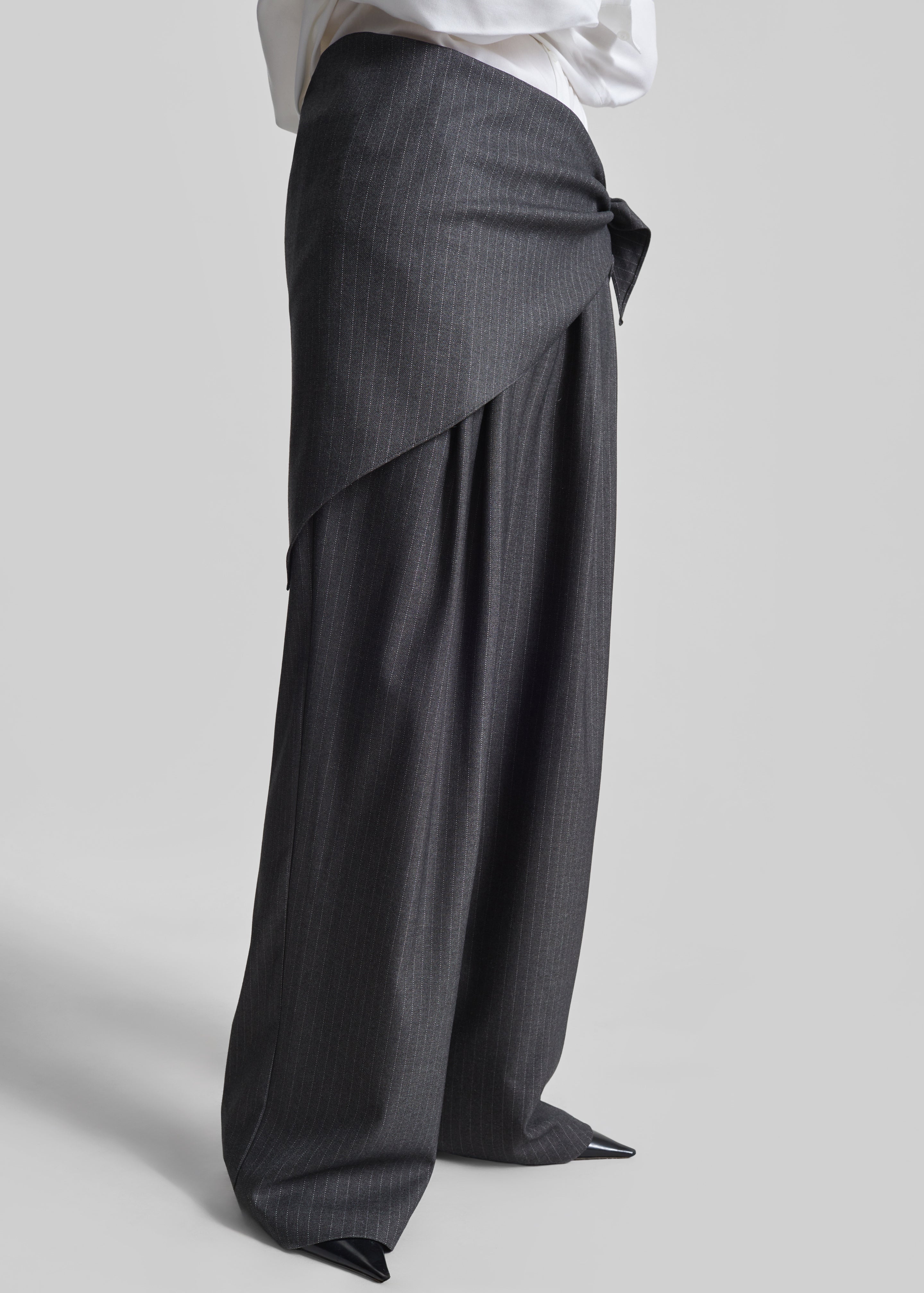 Rovigo Scarf Wrap Pants - Grey Stripe – The Frankie Shop