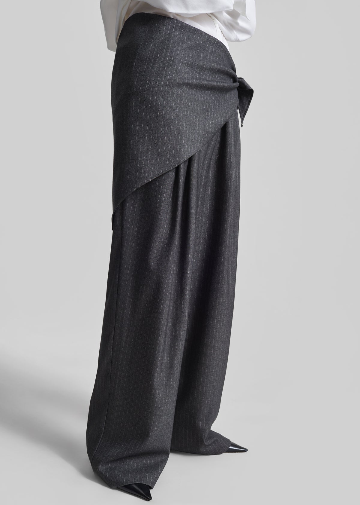 Rovigo Scarf Wrap Pants - Grey Stripe - 4