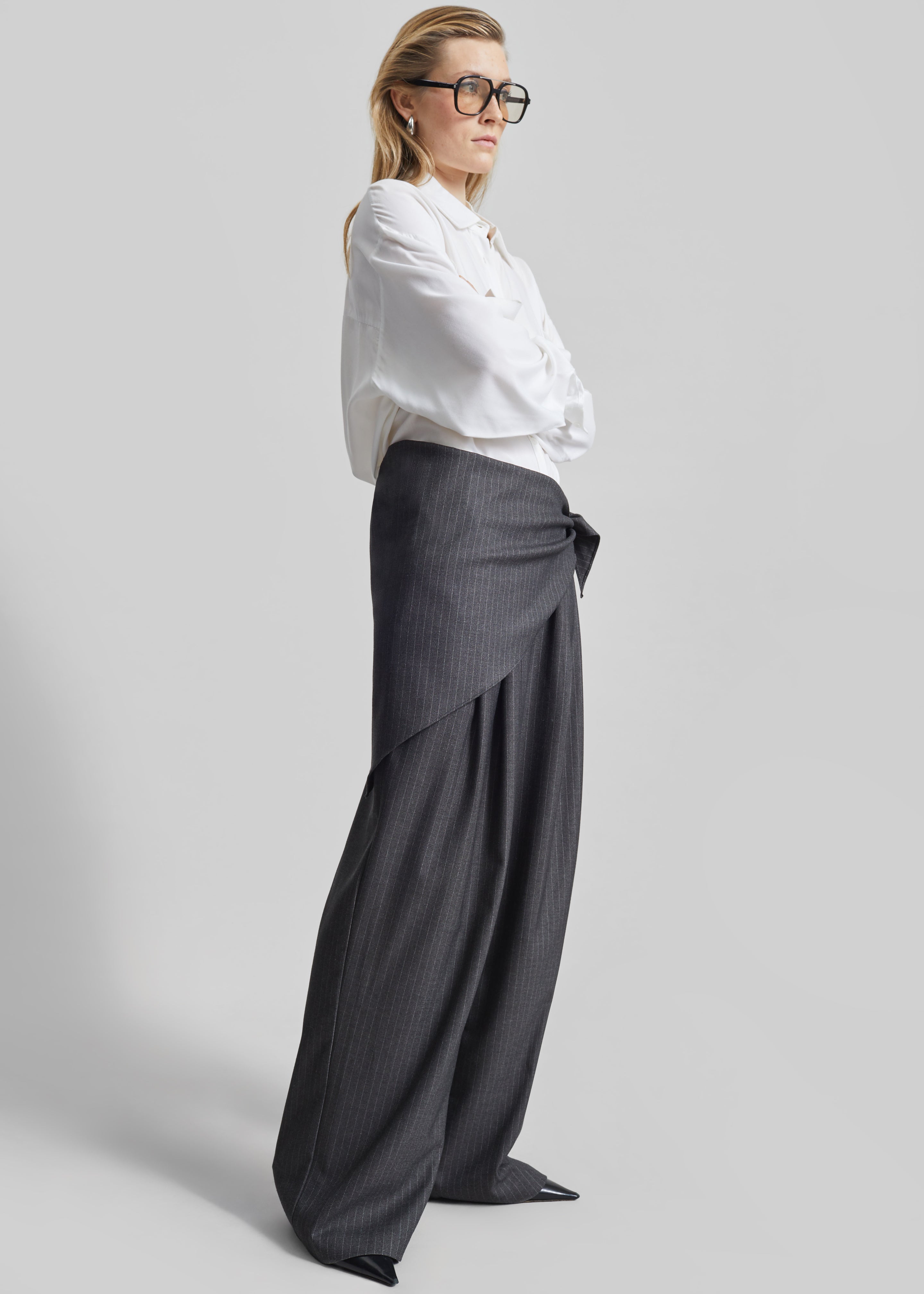 Rovigo Scarf Wrap Pants - Grey Stripe - 5