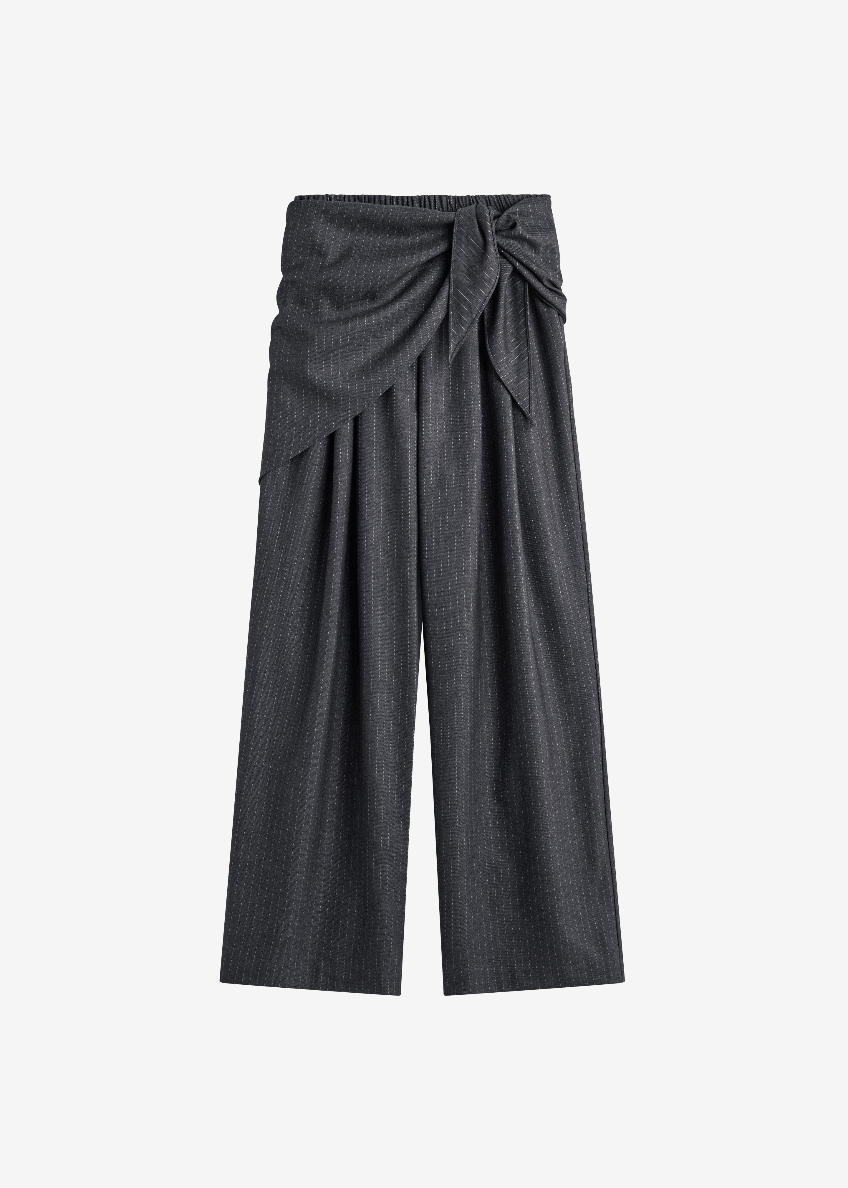 Rovigo Scarf Wrap Pants - Grey Stripe - 9
