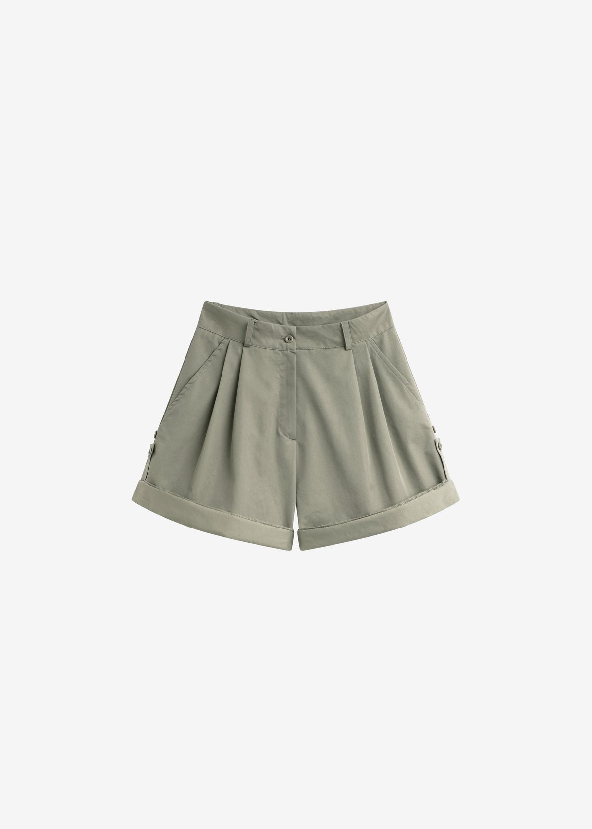 Rozane Pleated Cuff Shorts - Olive