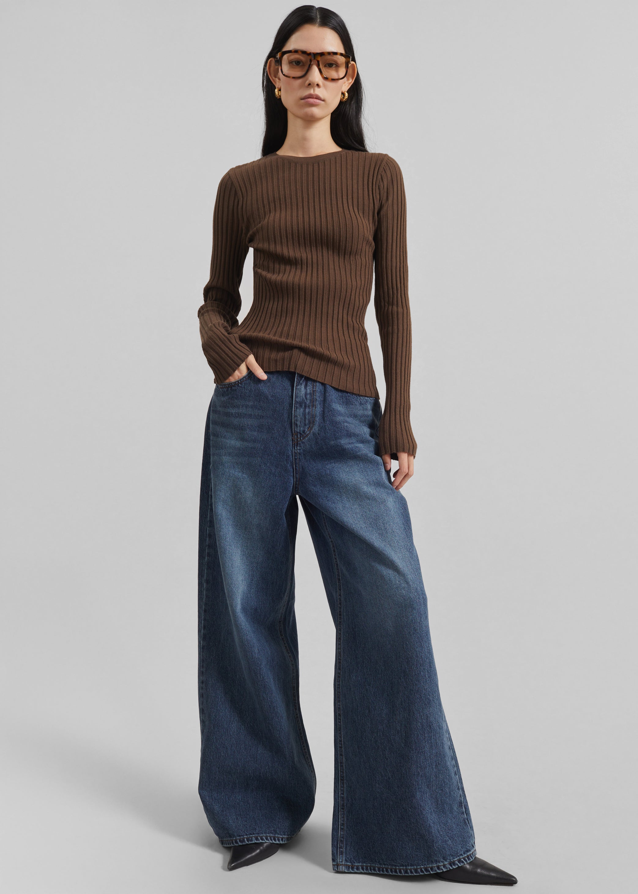 Shop the look image for Ruan Ribbed Knit Top - Brown