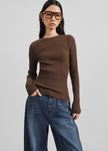 Ruan Ribbed Knit Top - Brown