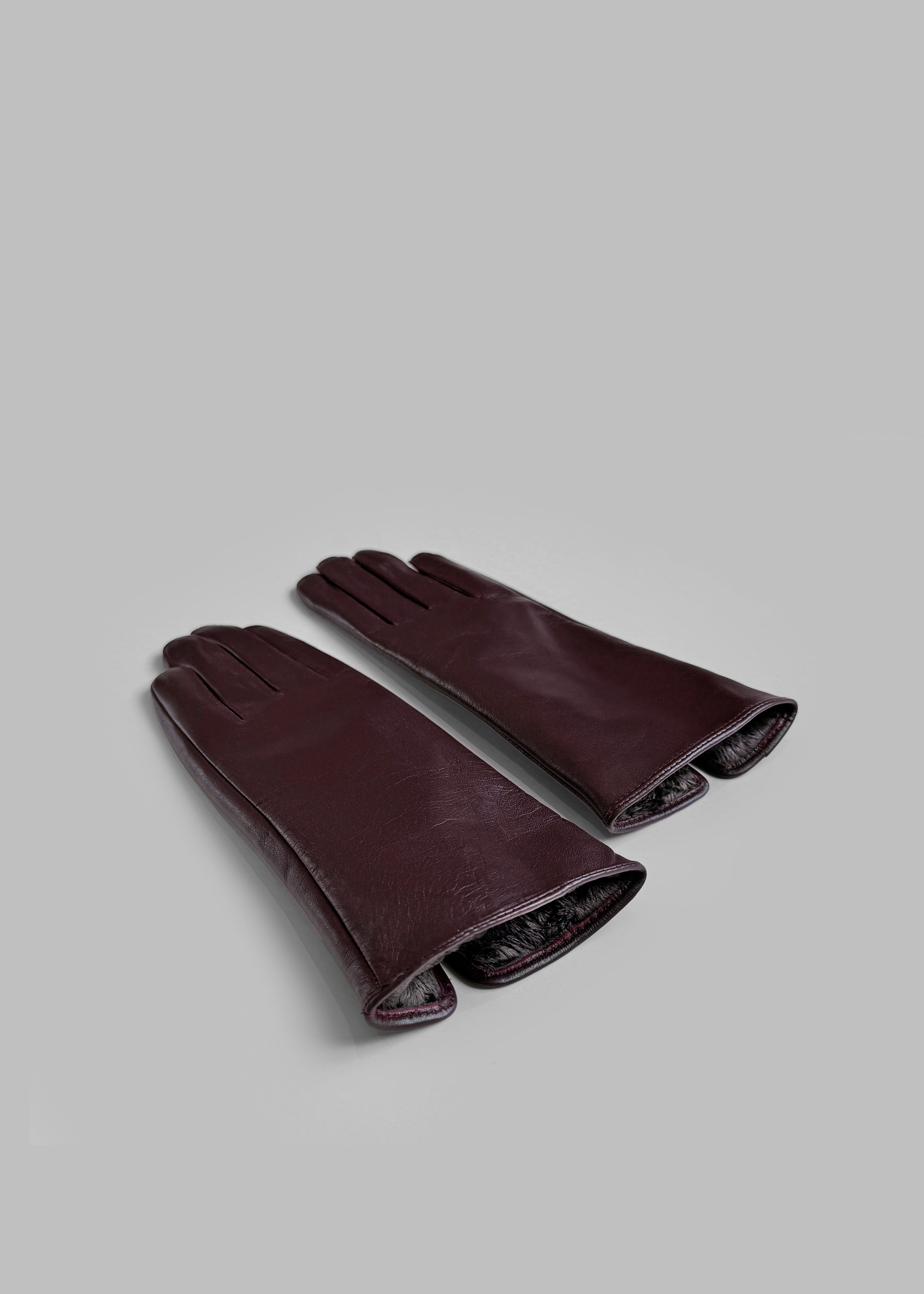 Ruby Leather Gloves - Burgundy - 2