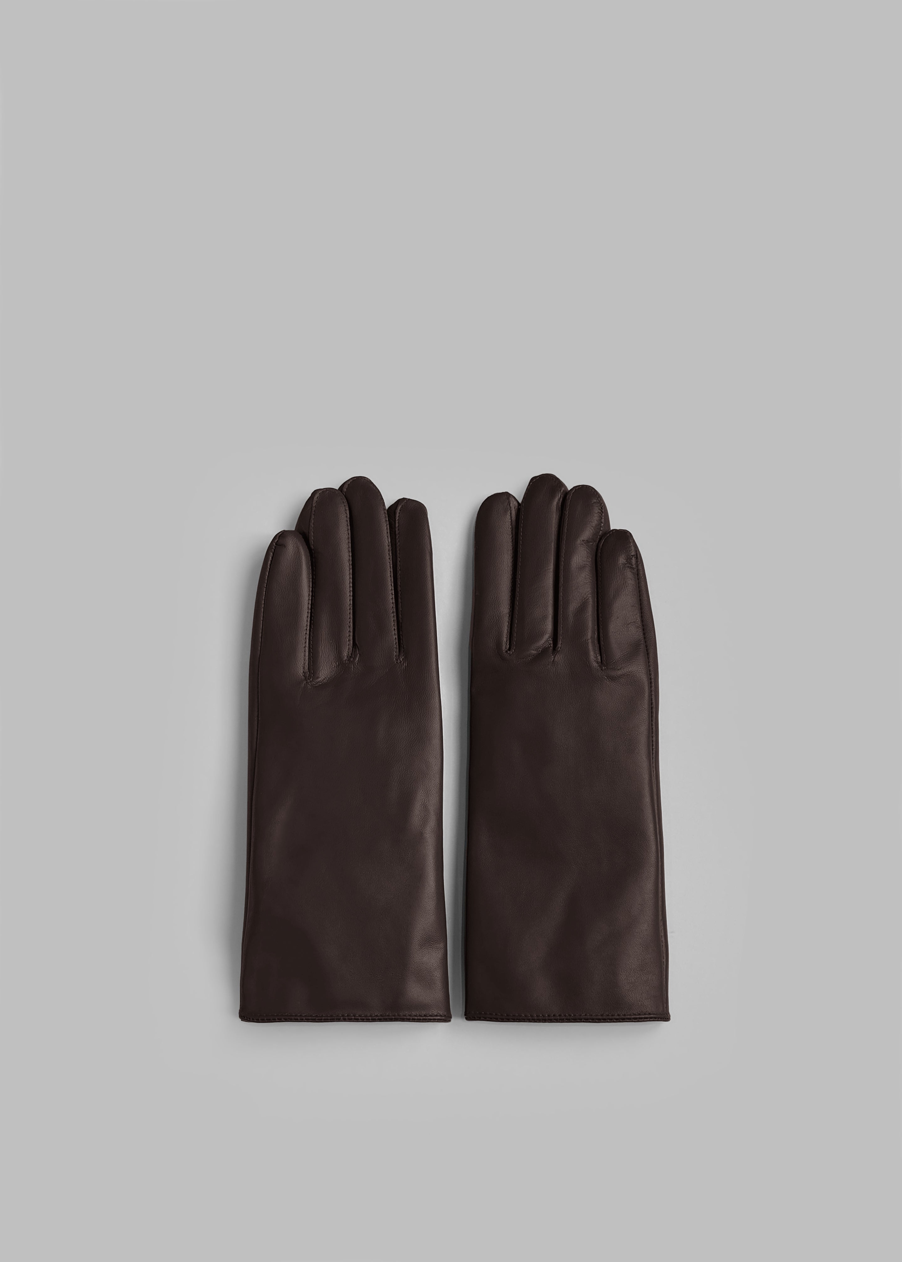 Ruby Leather Gloves - Dark Brown - 4