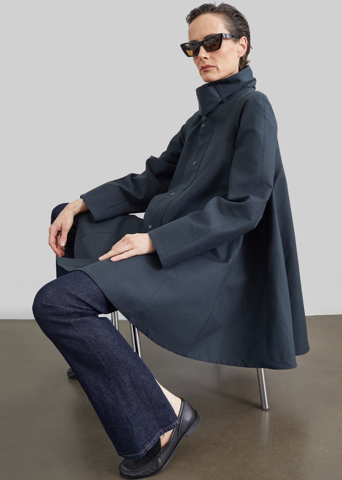 Rudy Trapeze Trench Coat - Charcoal