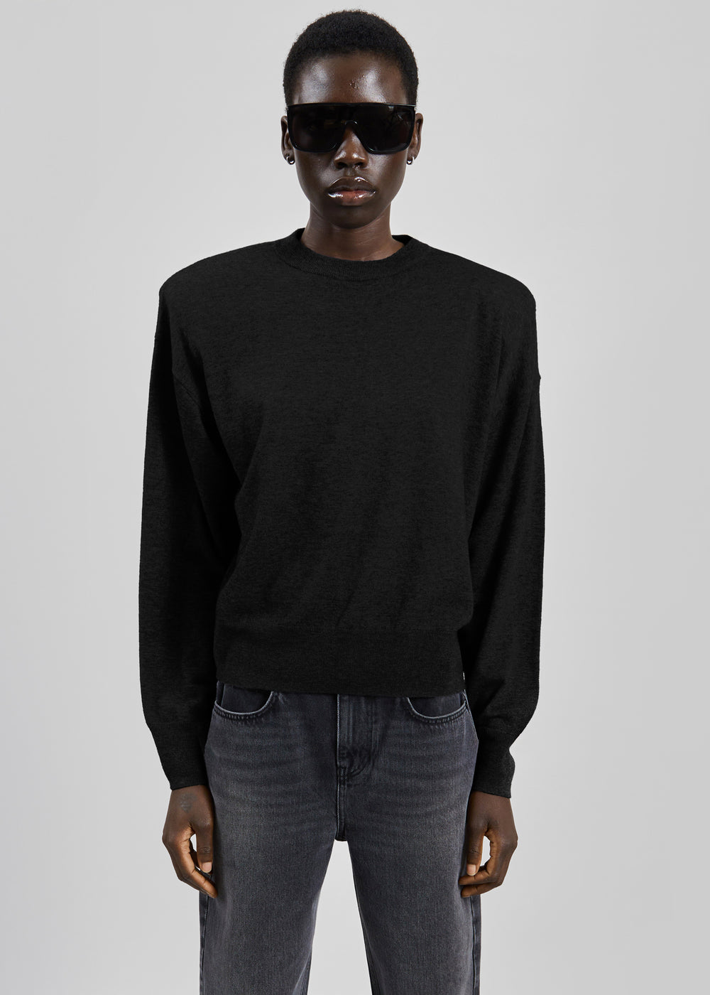 Rue Padded High Neck Sweater - Black