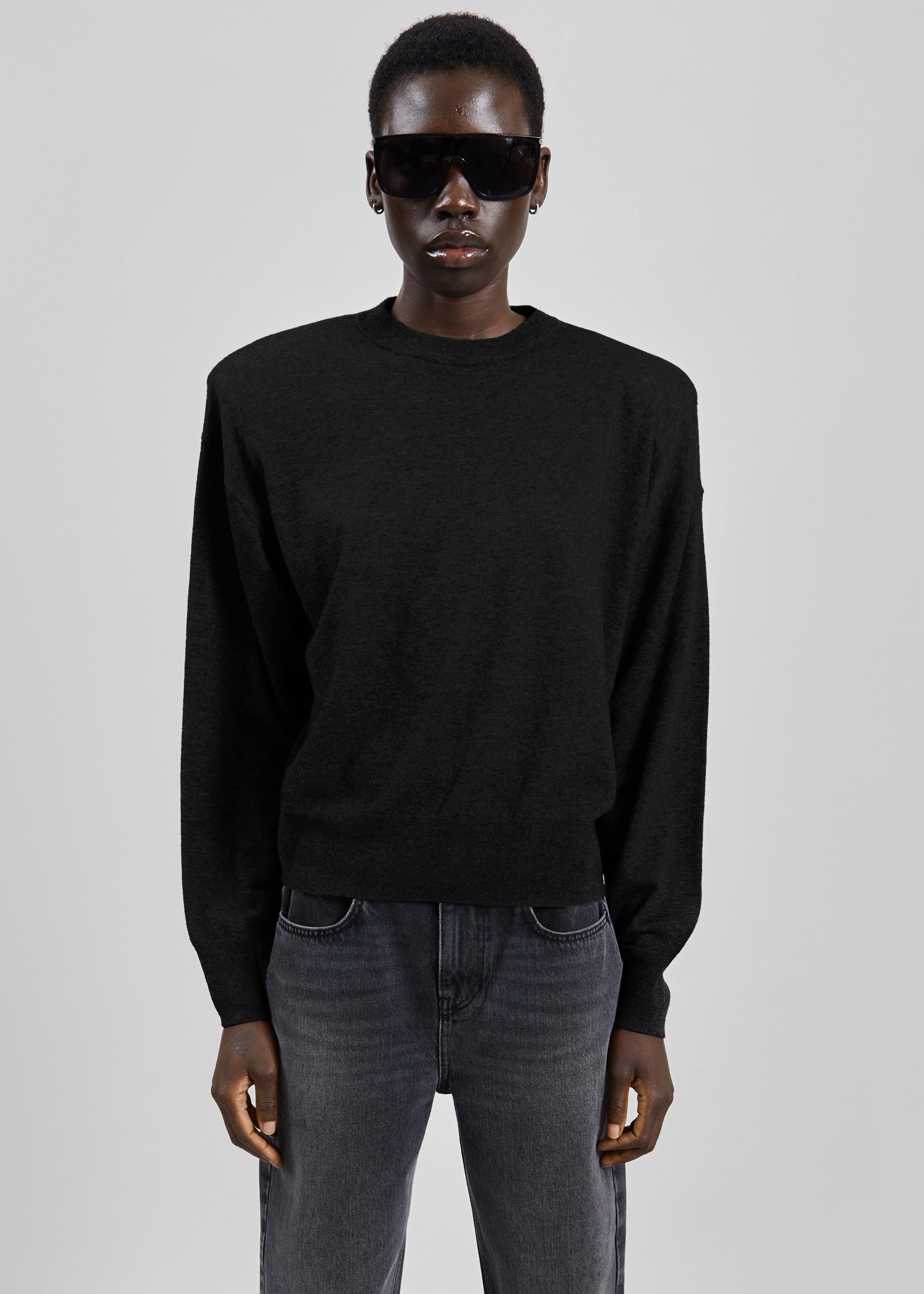 Rue Padded High Neck Sweater - Black - 1