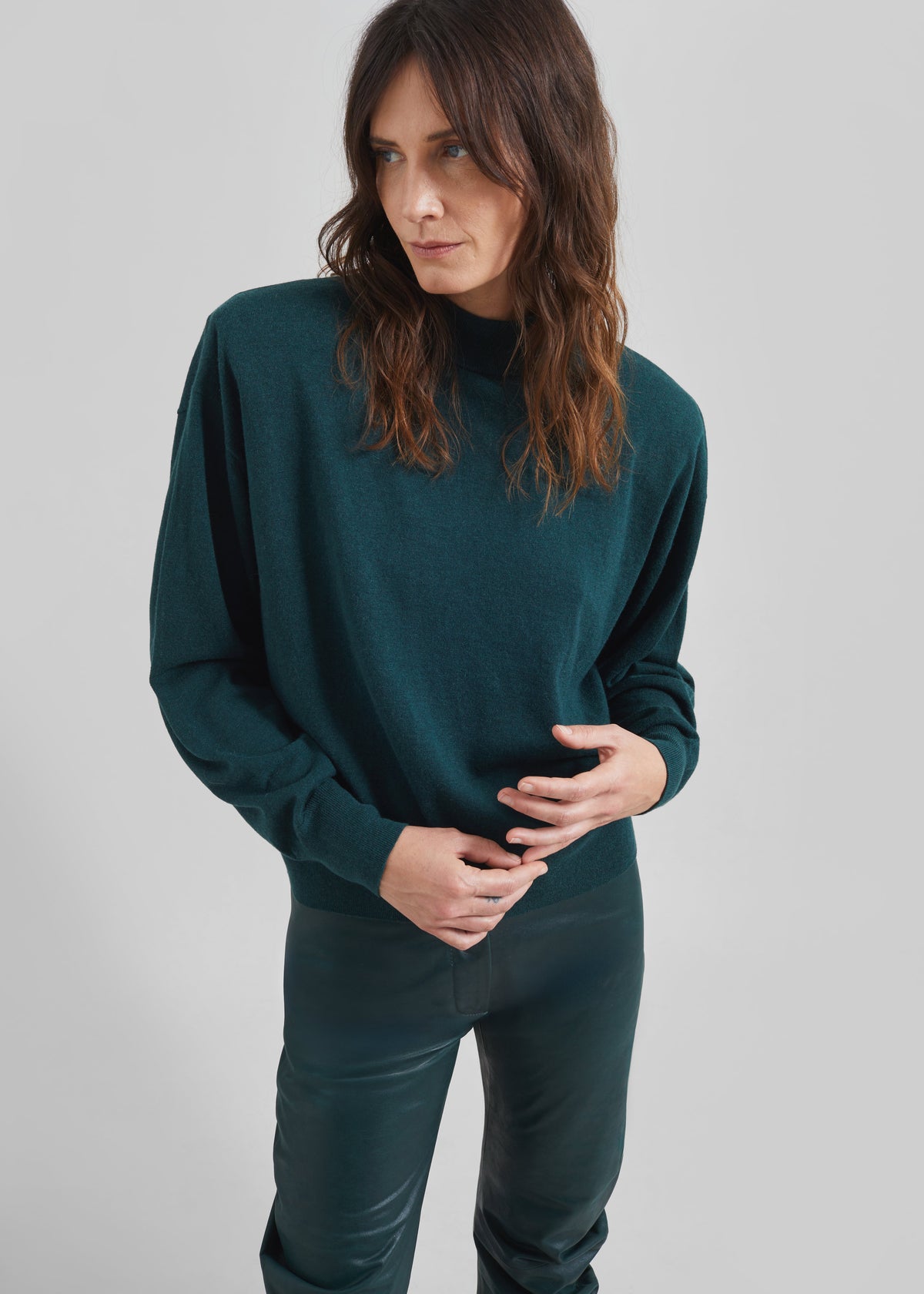 Rue Padded High Neck Sweater - Bottle Green - 1