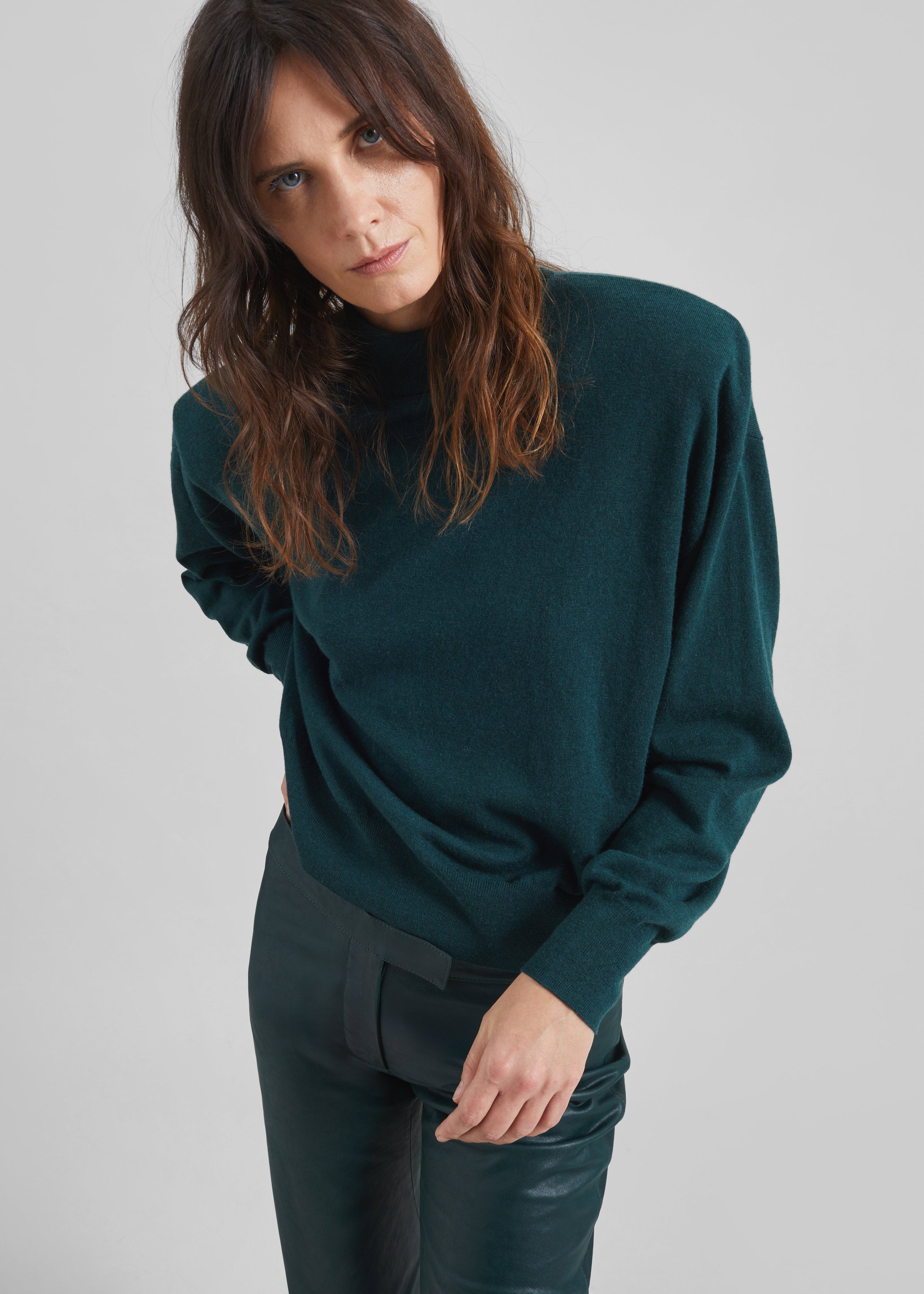Rue Padded High Neck Sweater - Bottle Green - 6