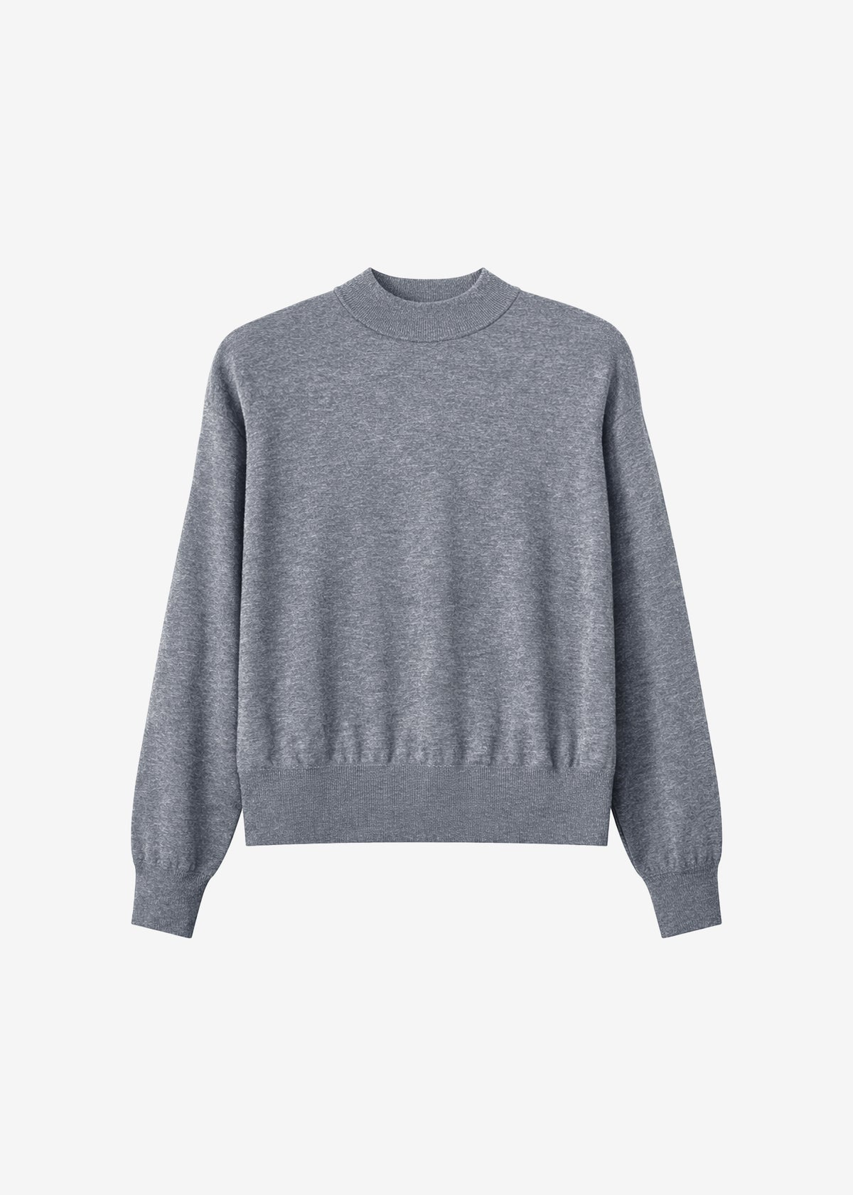Rue Padded High Neck Sweater - Grey Melange - 6