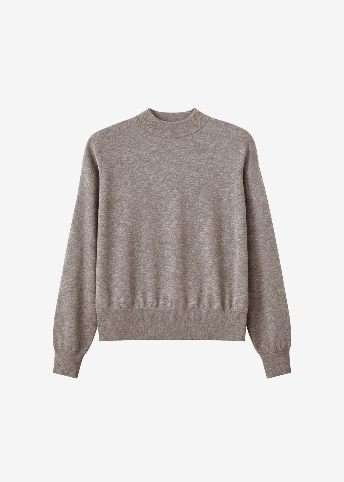 Rue Padded High Neck Sweater - Taupe Melange - 8