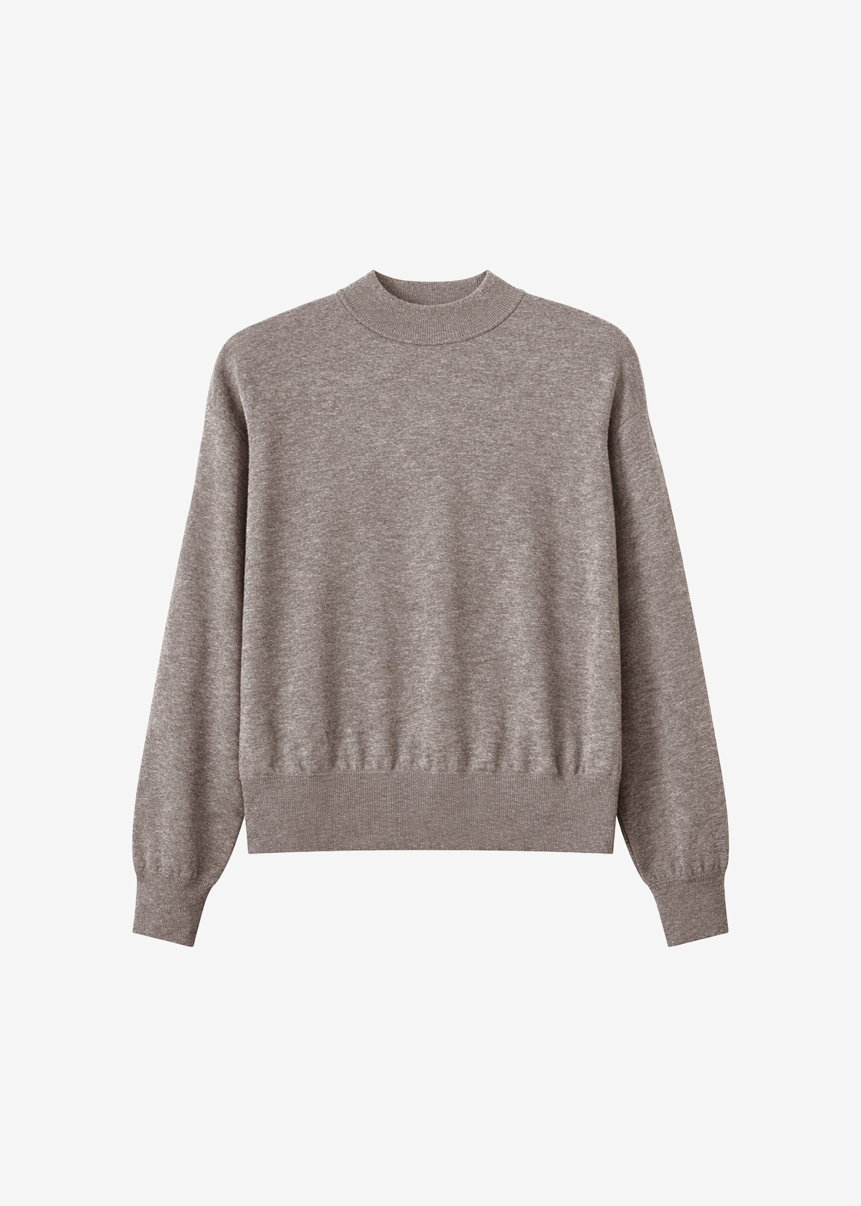 Rue Padded High Neck Sweater - Taupe Melange - 8