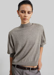 Rue Padded High Neck Sweater - Taupe Melange