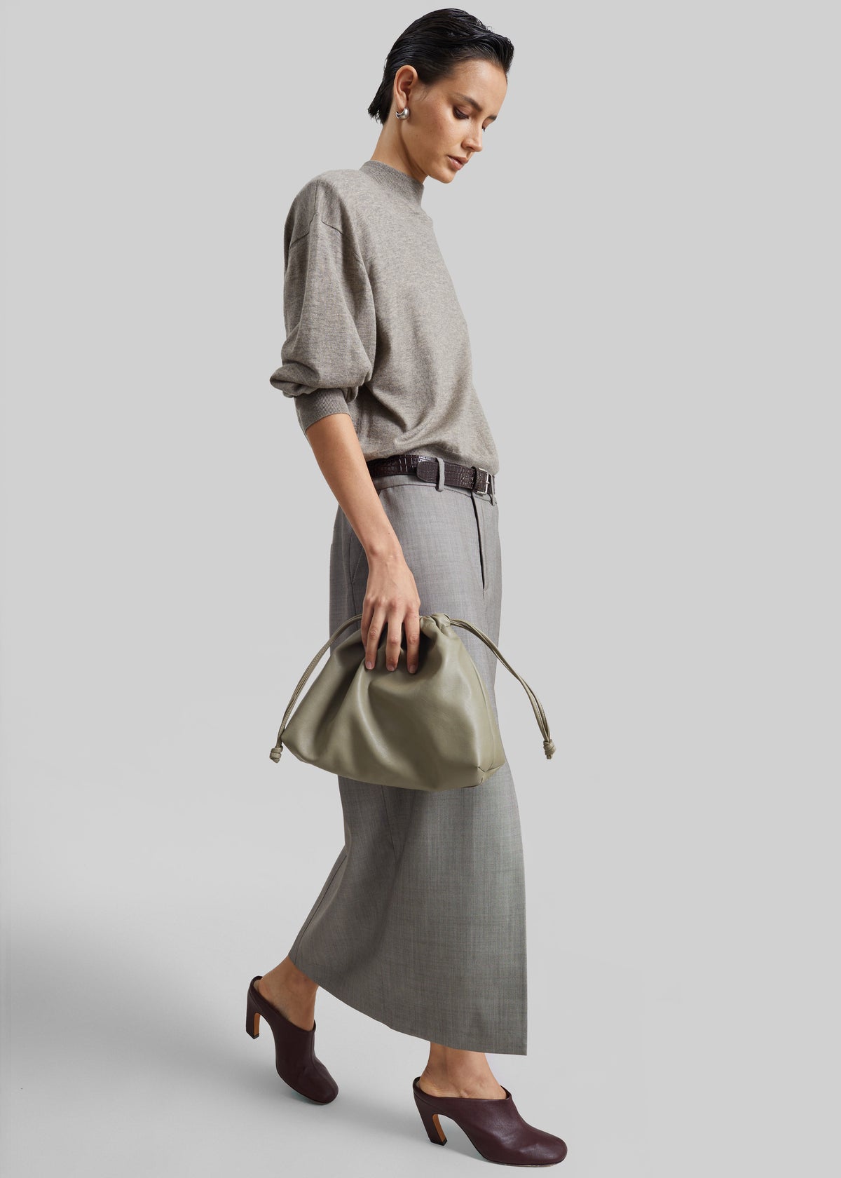Shop the look image for Rue Padded High Neck Sweater - Taupe Melange