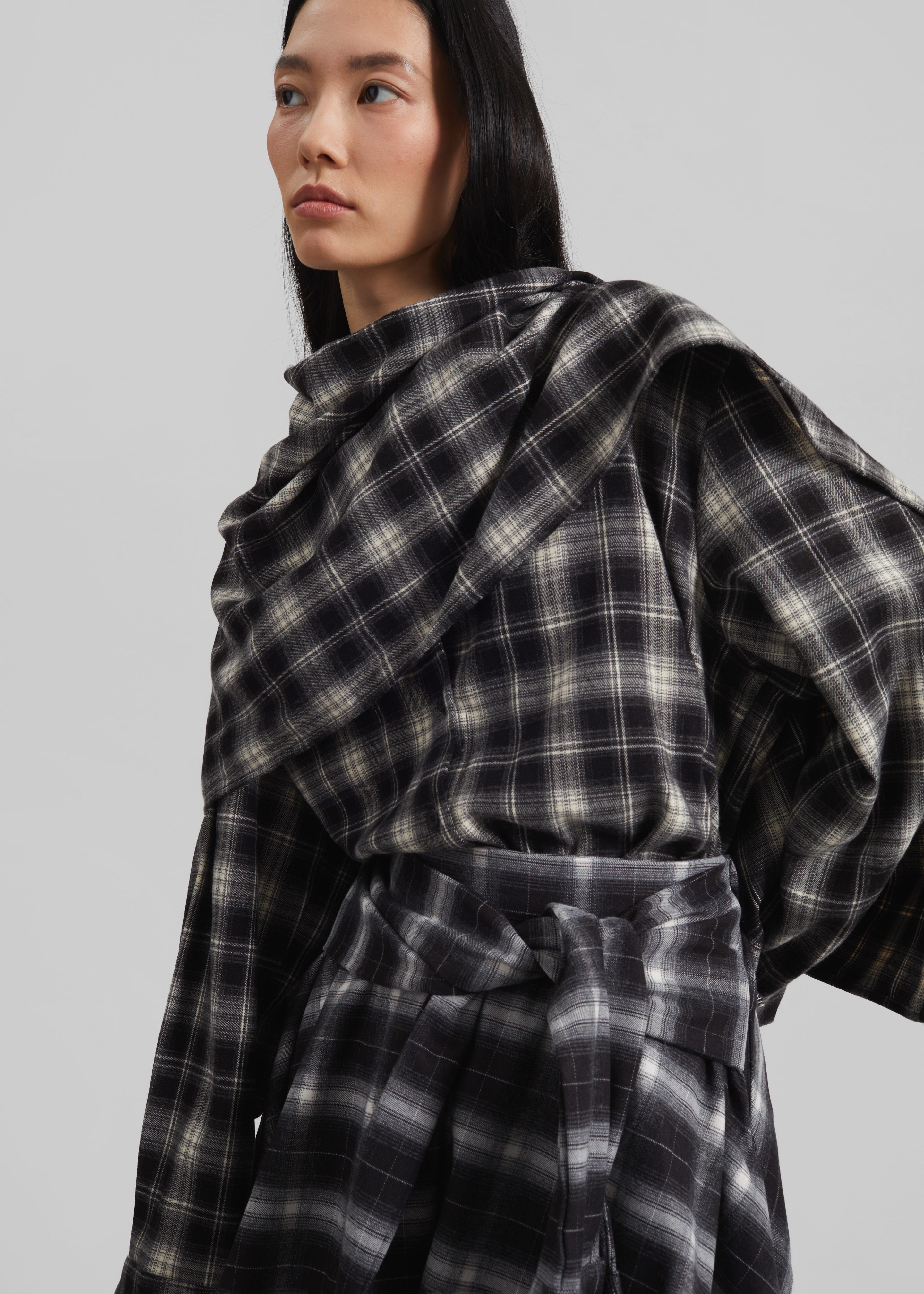 Rue Scarf Shirt - Black Plaid - 6