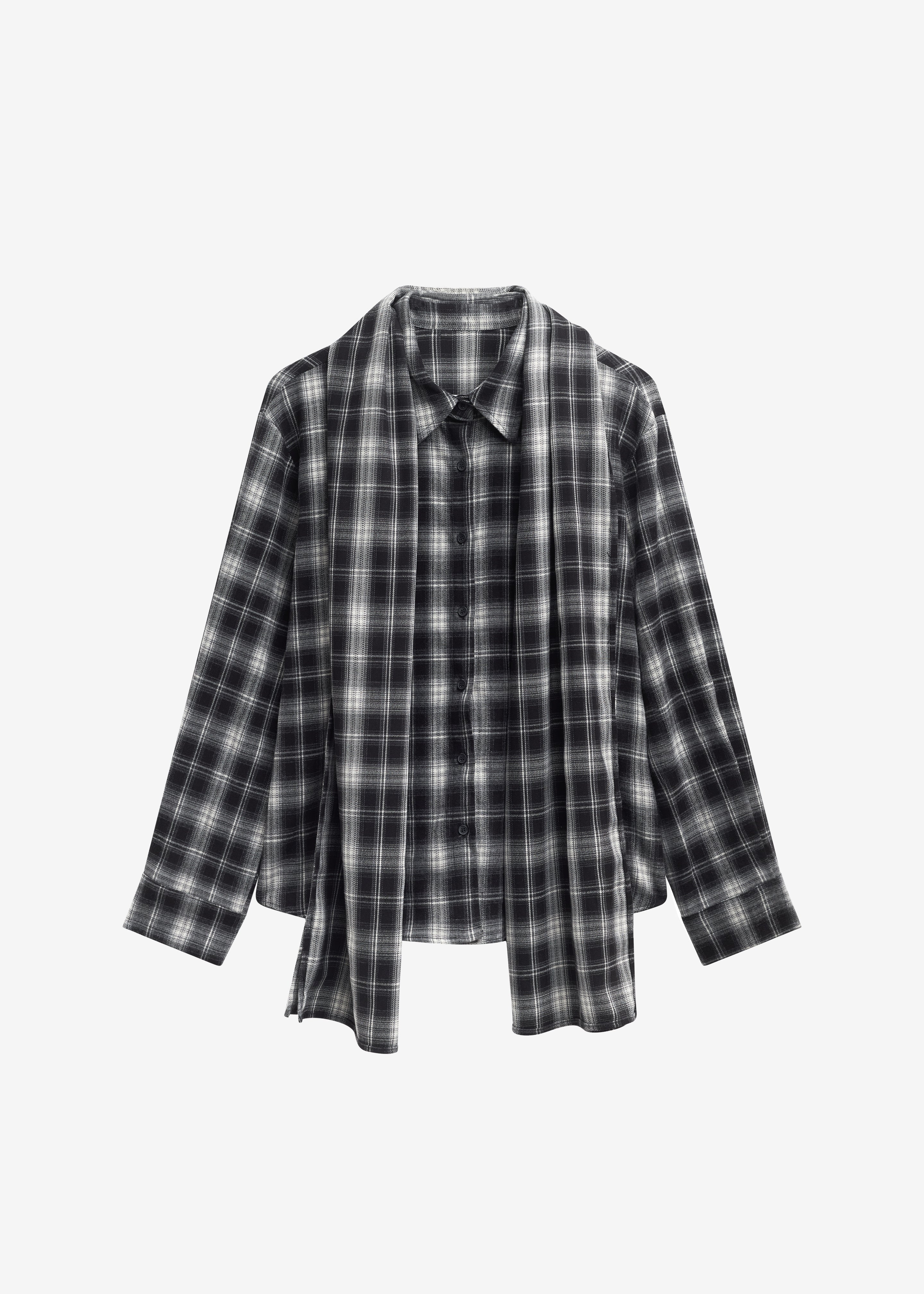 Rue Scarf Shirt - Black Plaid - 10