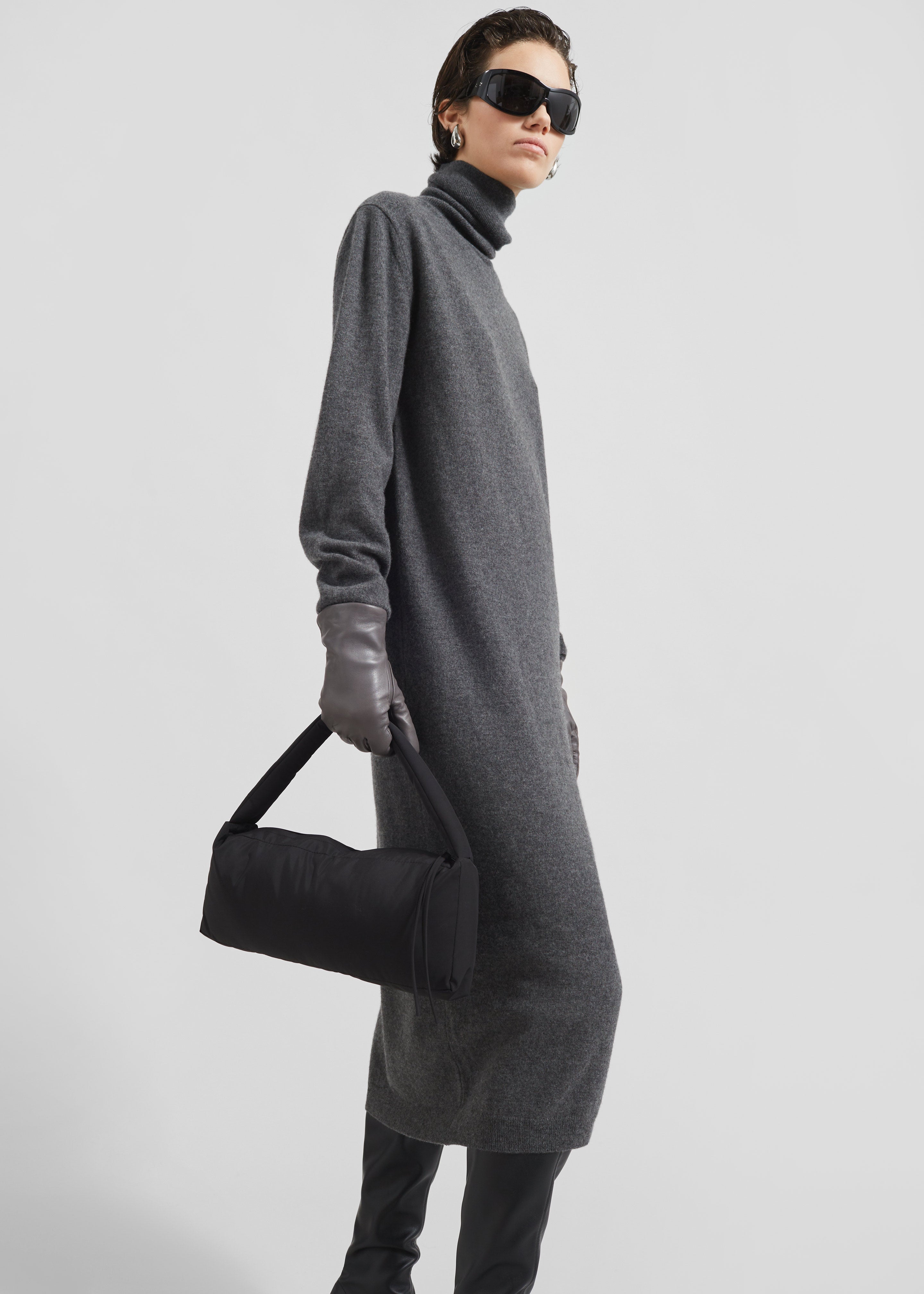 Ruelle Turtleneck Knit Dress - Grey - 6