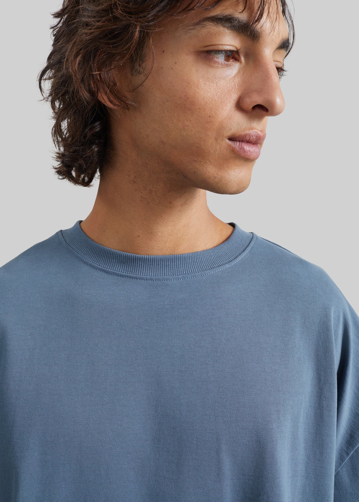 Ruelo Cotton Oversized T-Shirt - Slate Blue