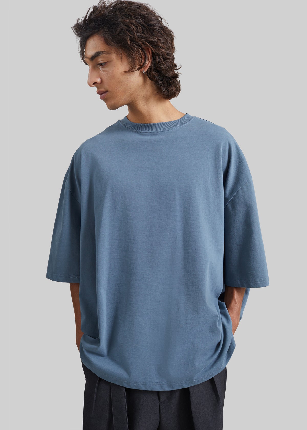 Ruelo Cotton Oversized T-Shirt - Slate Blue