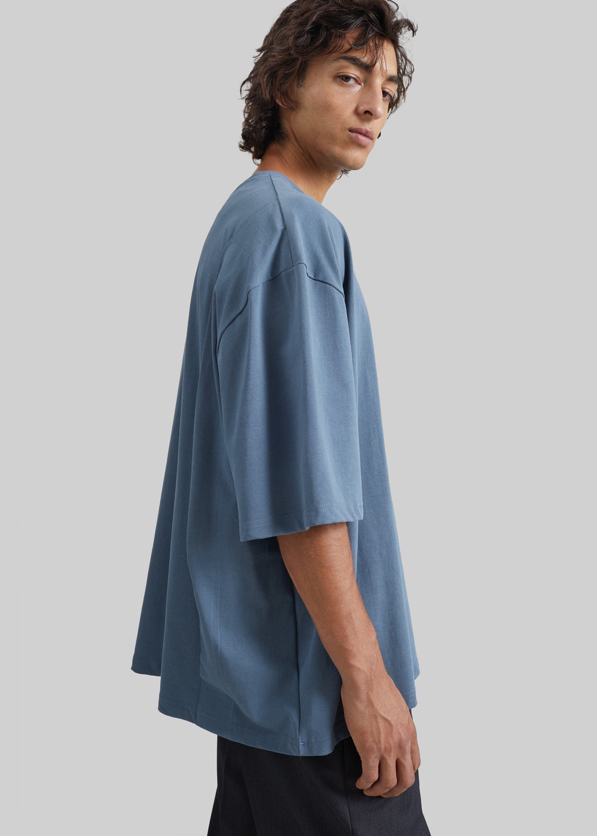 Ruelo Cotton Oversized T-Shirt - Slate Blue