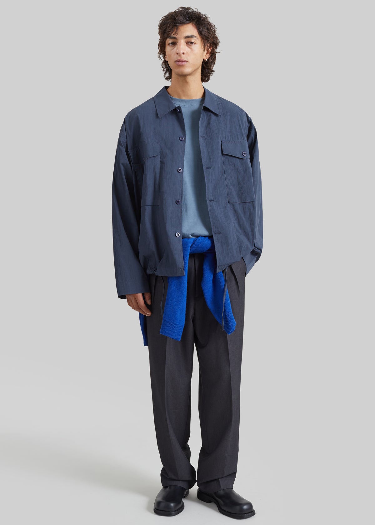 Ruelo Cotton Oversized T-Shirt - Slate Blue
