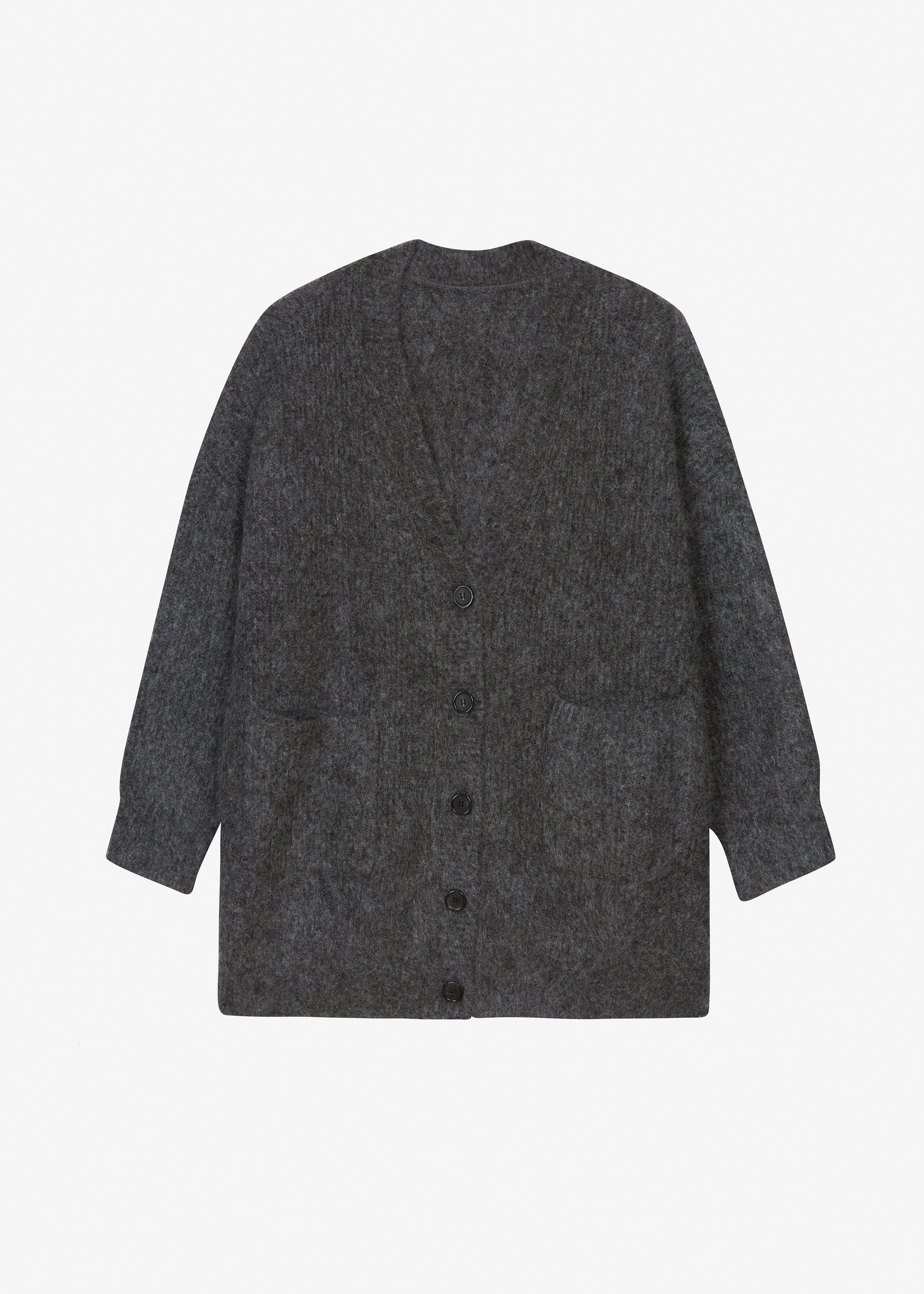 Ruhr Oversized Mohair Cardigan - Dark Grey Melange - 8