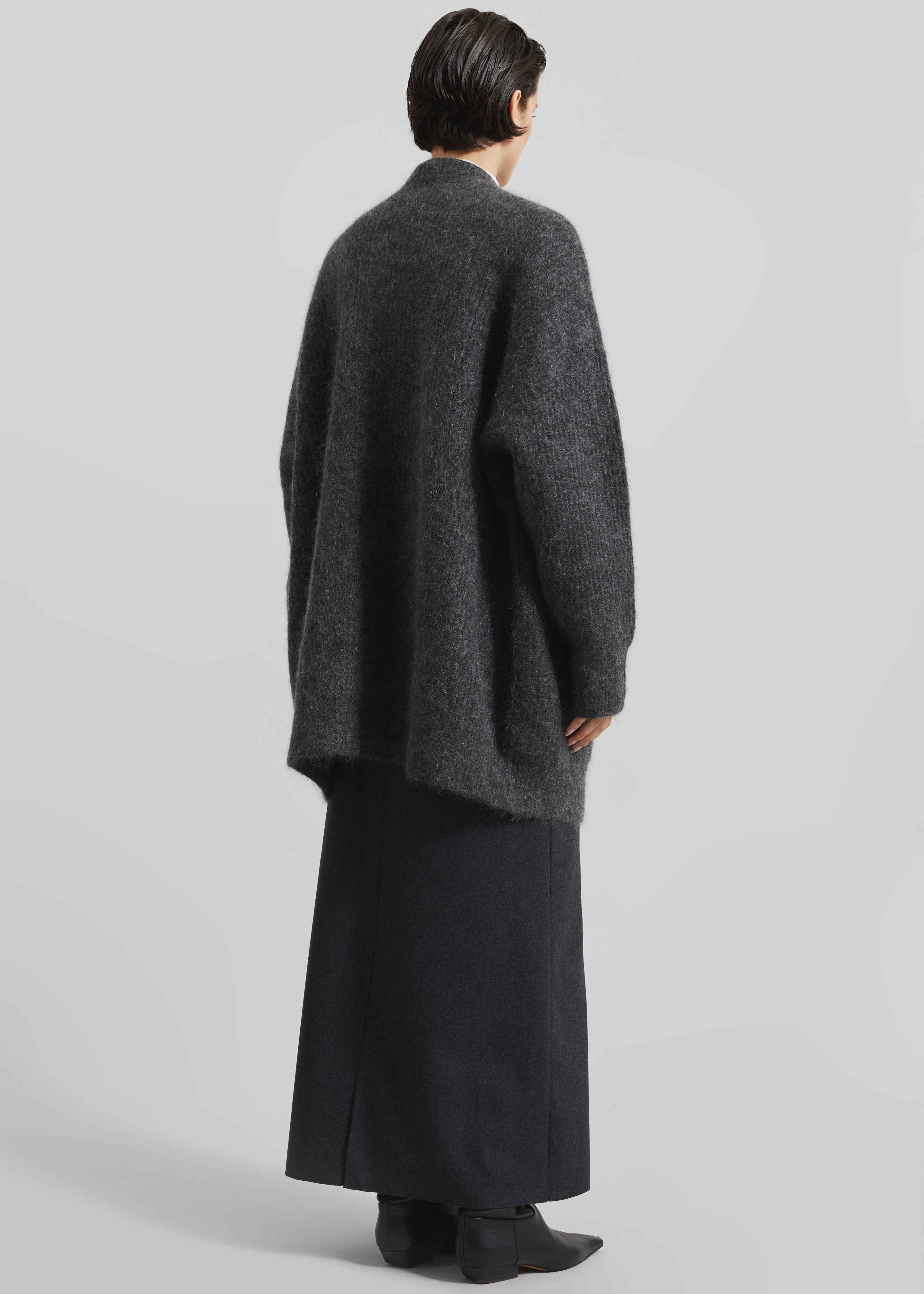 Ruhr Oversized Mohair Cardigan - Dark Grey Melange - 7