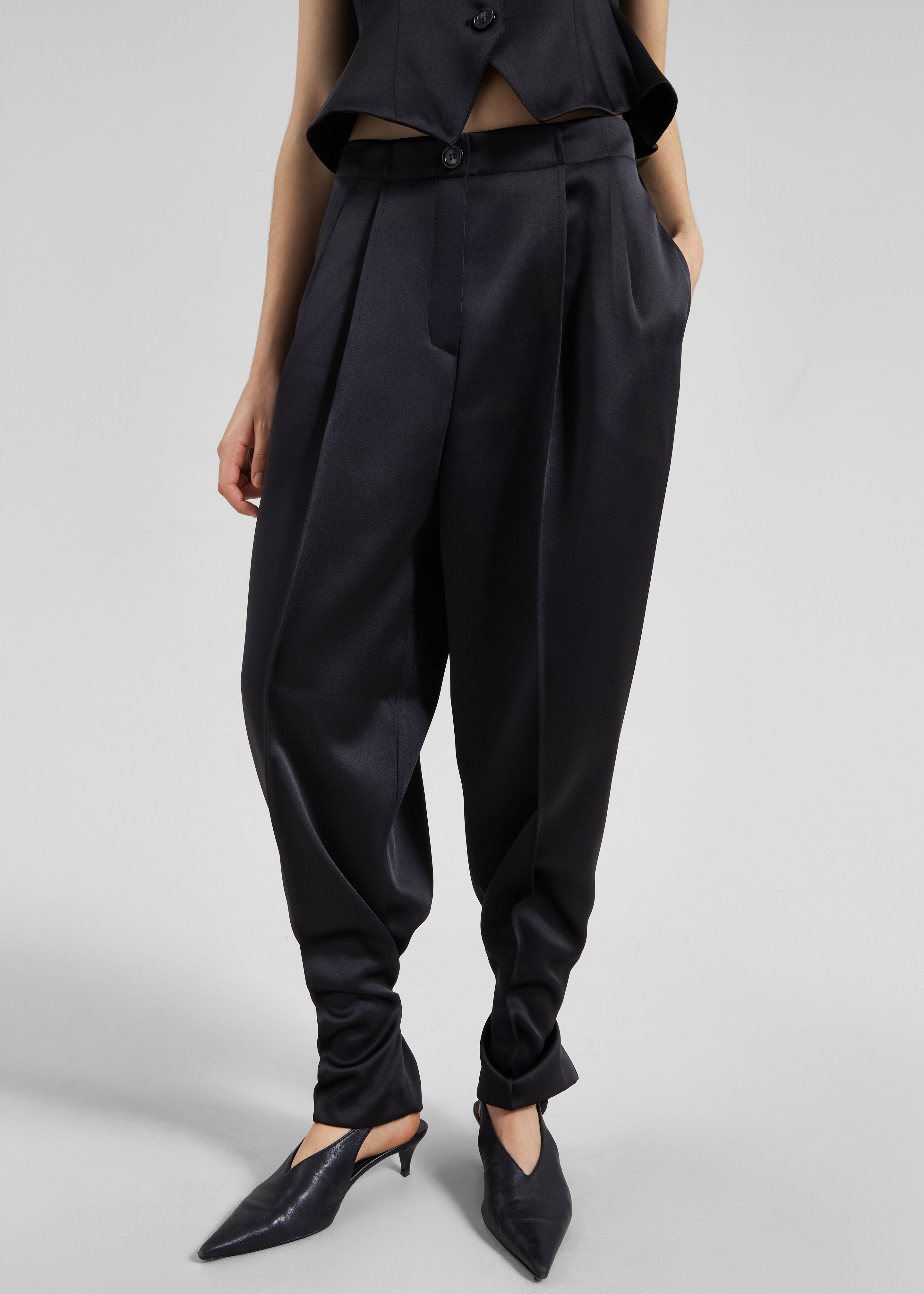 Rui Satin Trousers - Black The Frankie Shop Rui Satin Trousers - Black The Frankie Shop