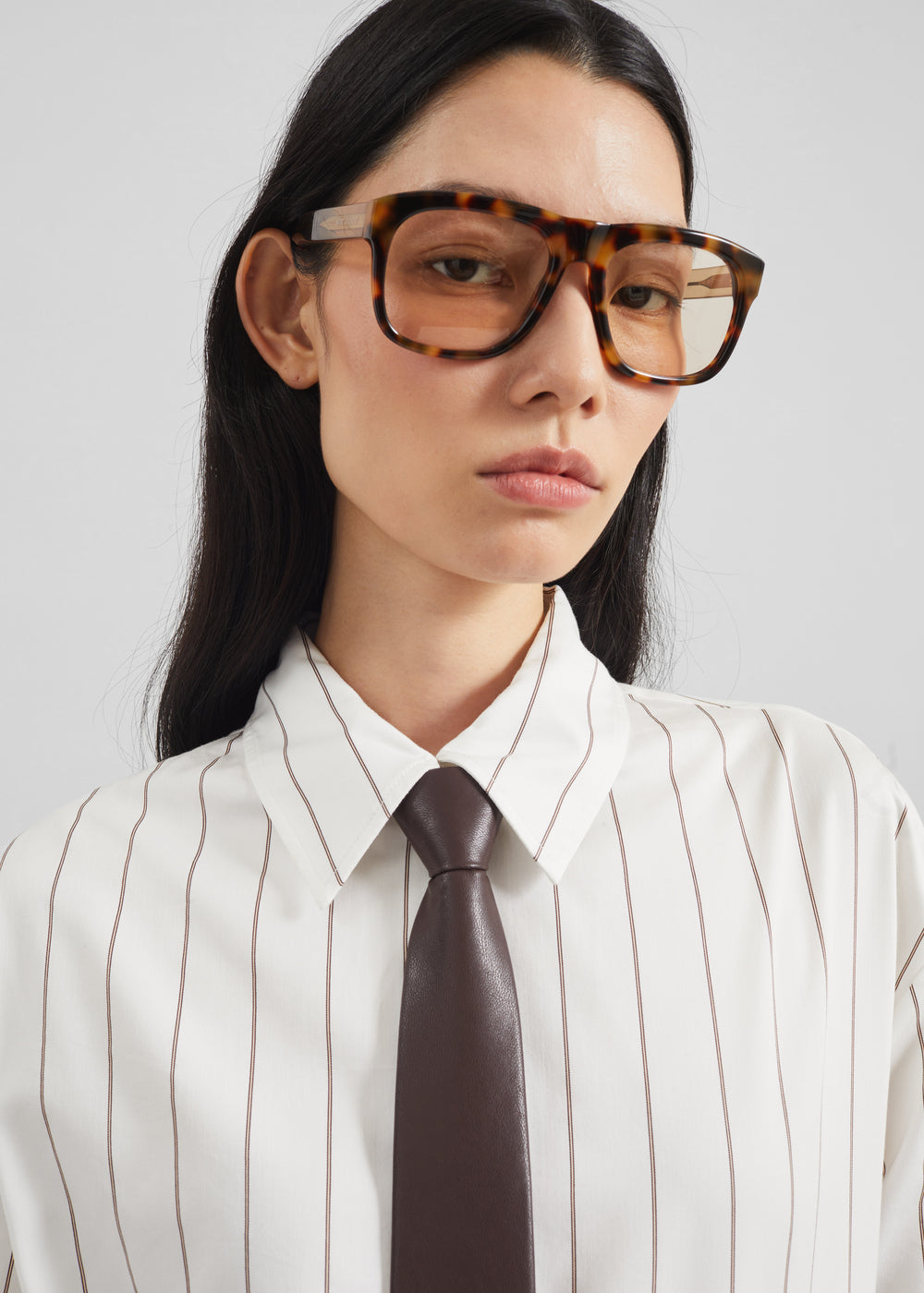 Rune Faux Leather Tie - Brown