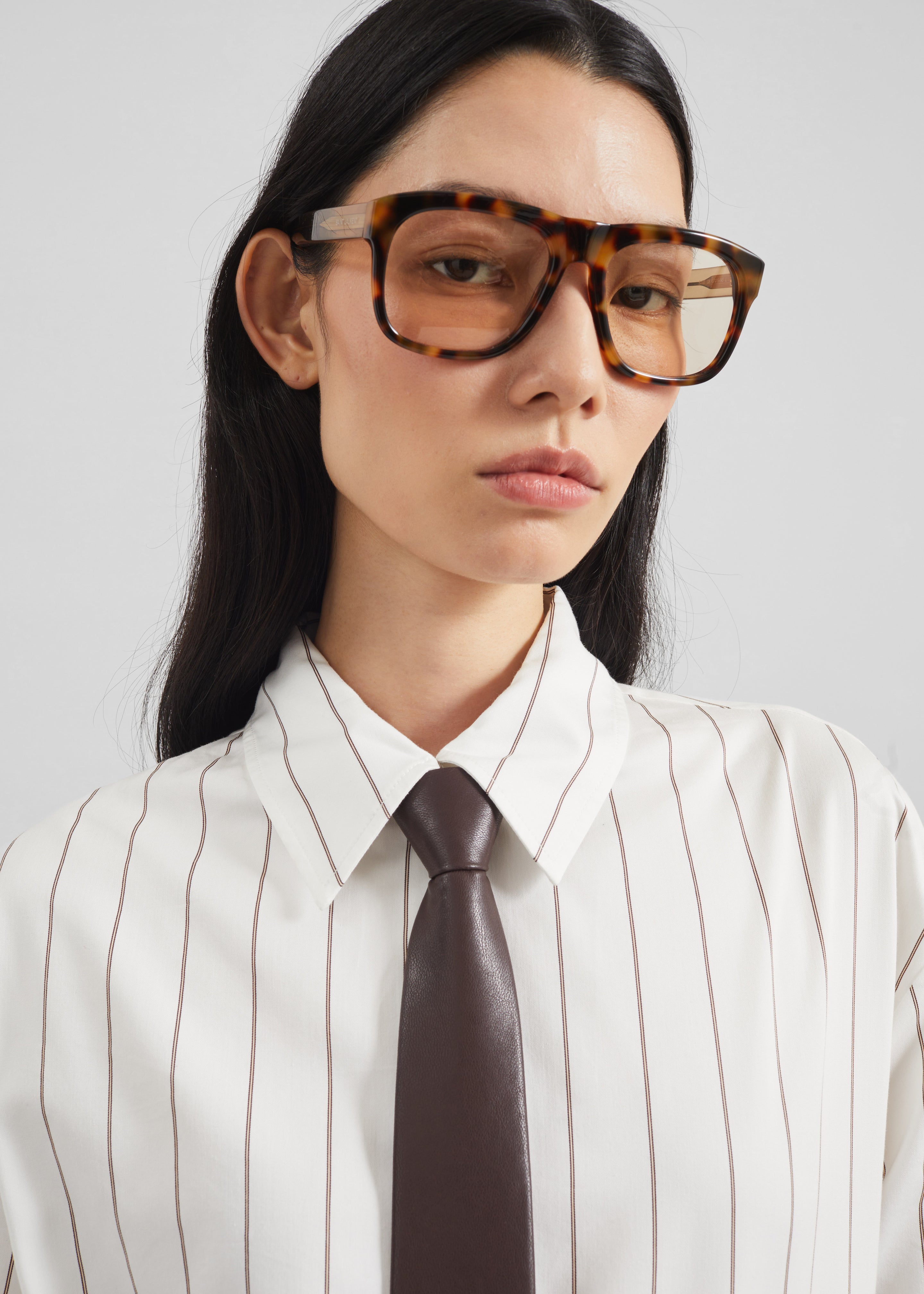 Rune Faux Leather Tie - Brown - 1