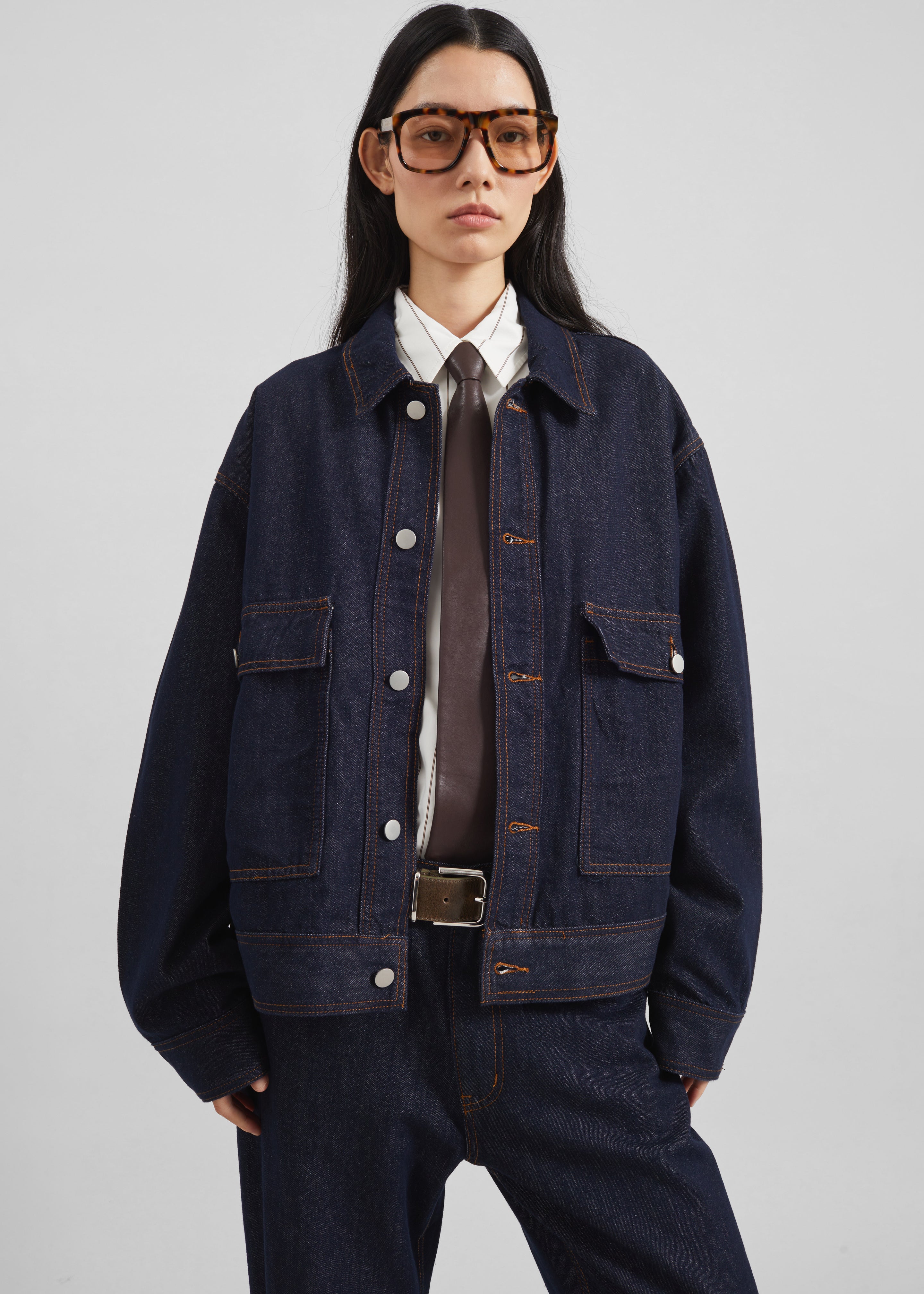 Rune Faux Leather Tie - Brown - 2